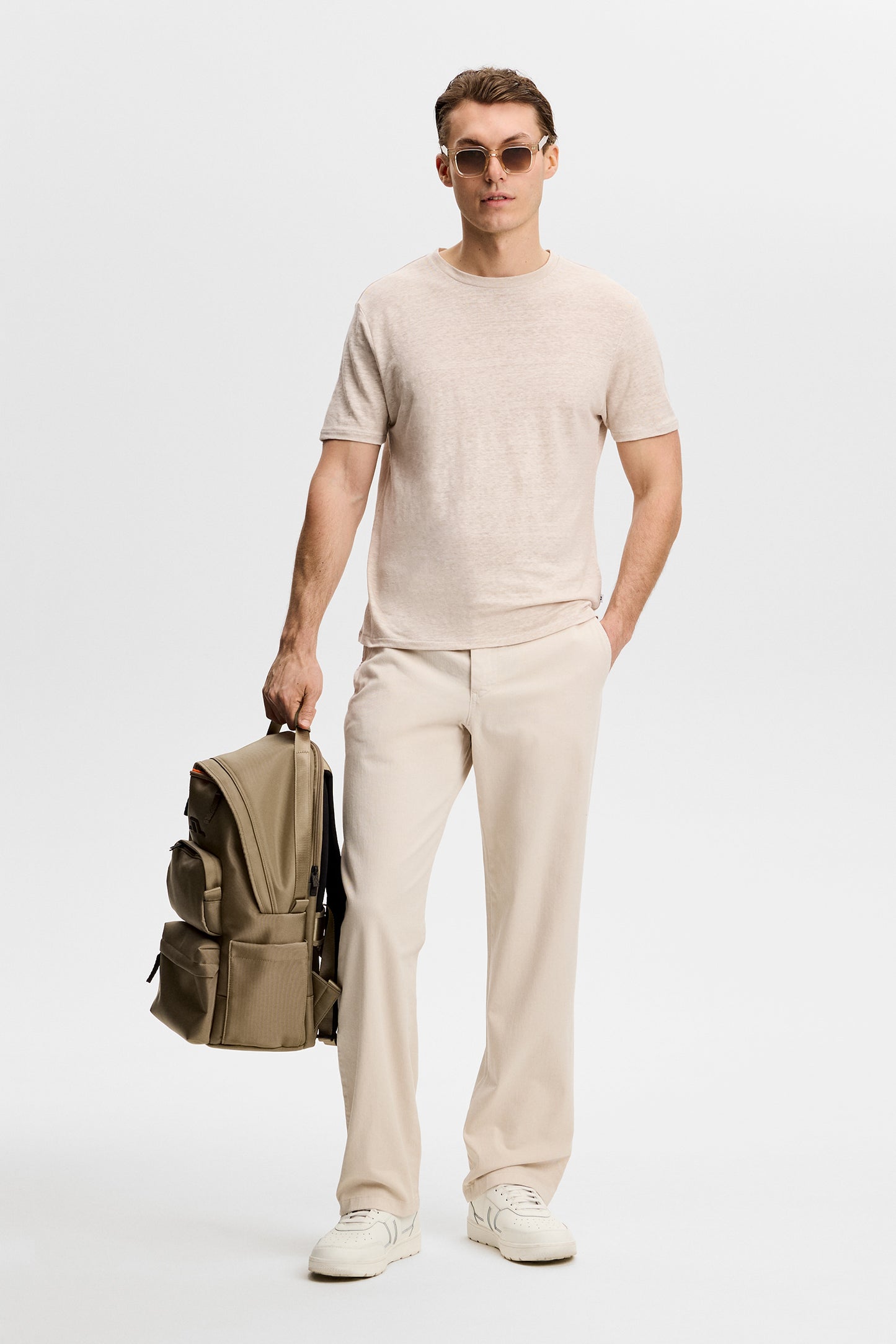Coma Linen Tee in Moonbeam by J.Lindeberg
