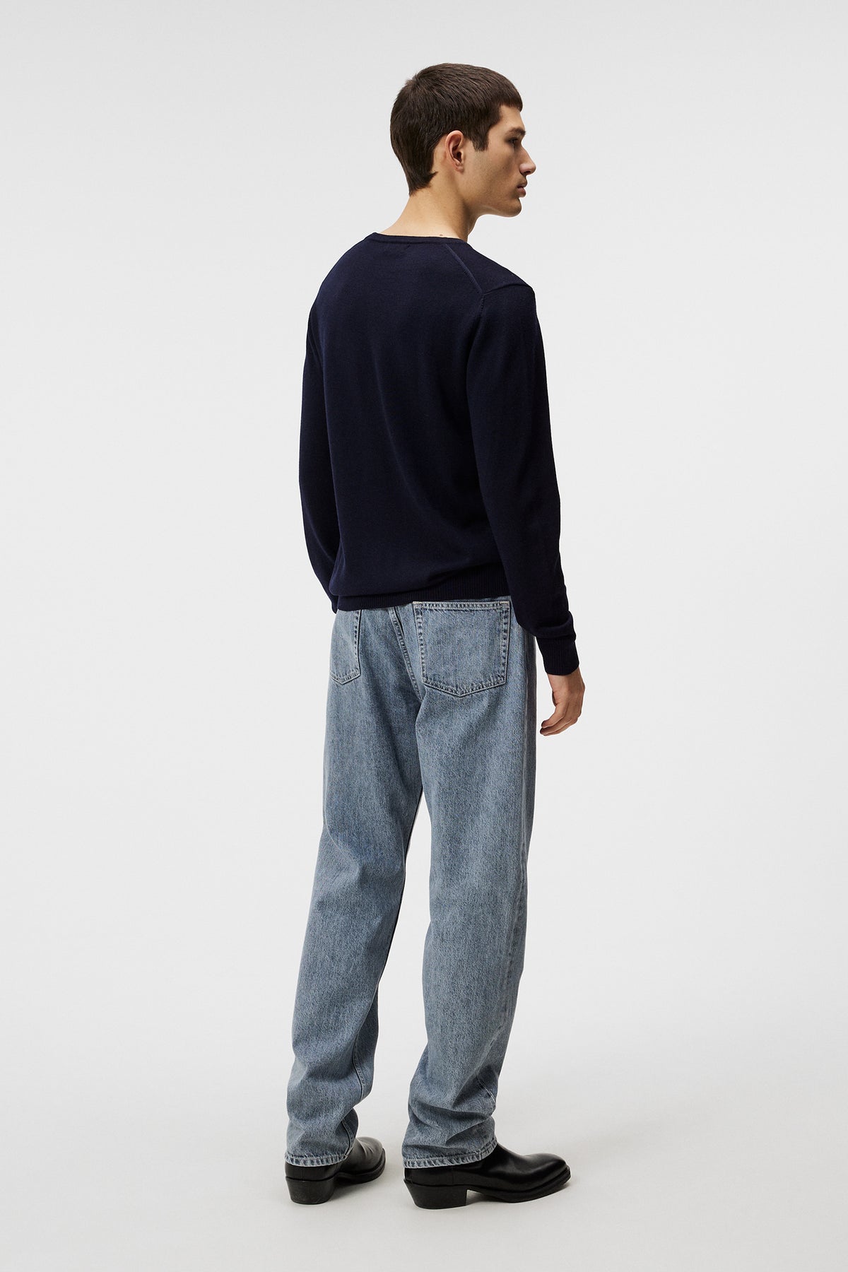 Lyle Merino Crew Neck Sweater in Navy by J.Lindeberg