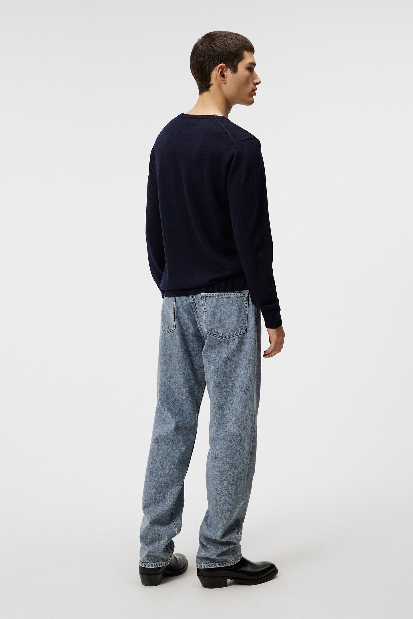 Lyle Merino Crew Neck Sweater in Navy by J.Lindeberg
