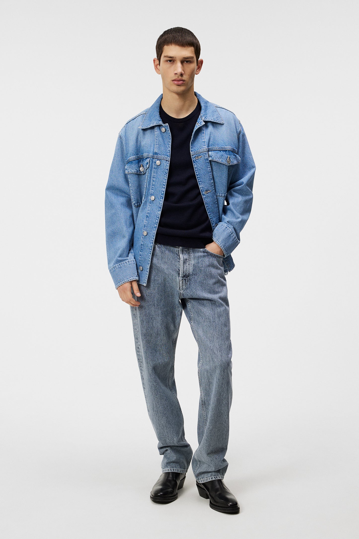 Lyle Merino Crew Neck Sweater in Navy by J.Lindeberg