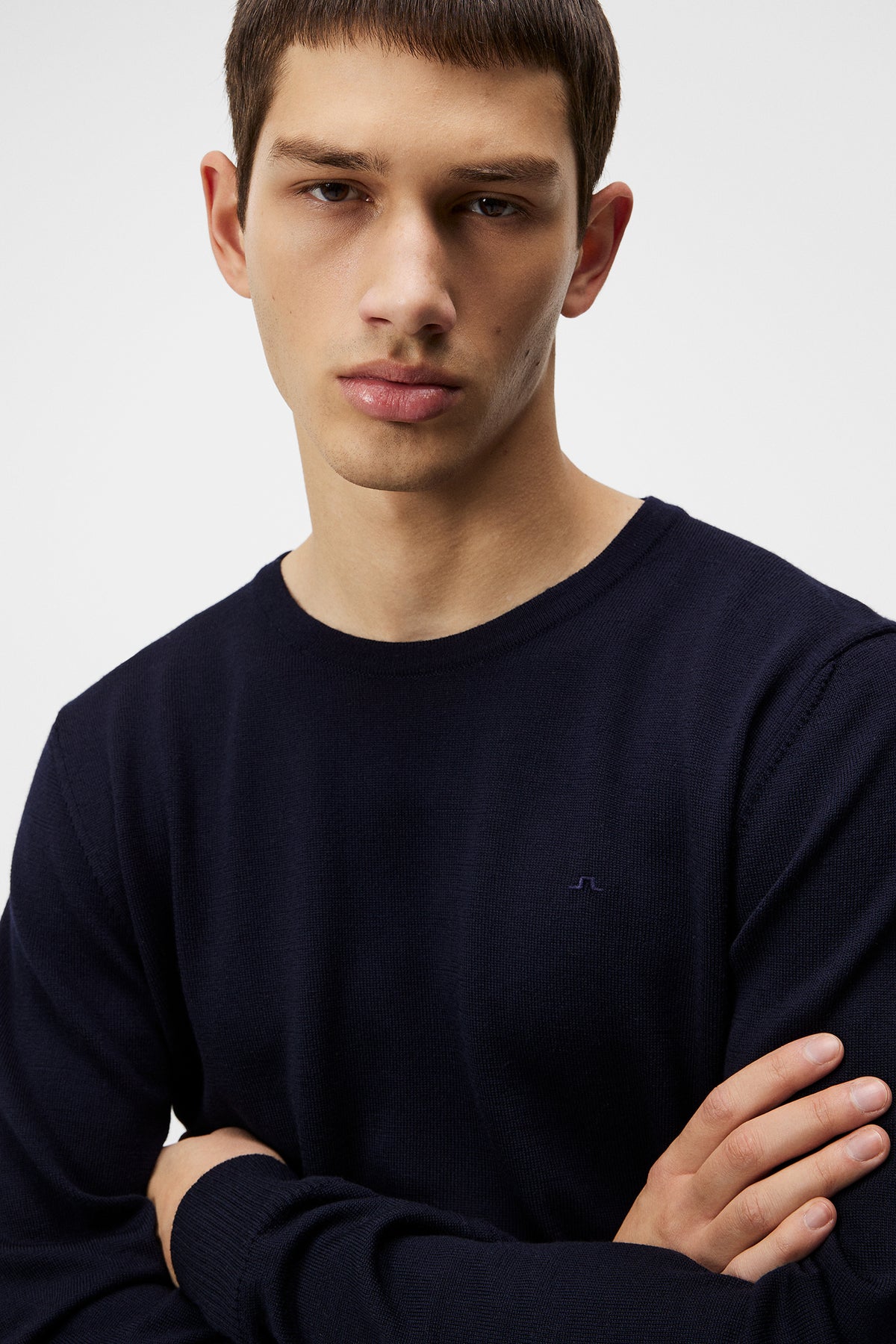 Lyle Merino Crew Neck Sweater in Navy by J.Lindeberg