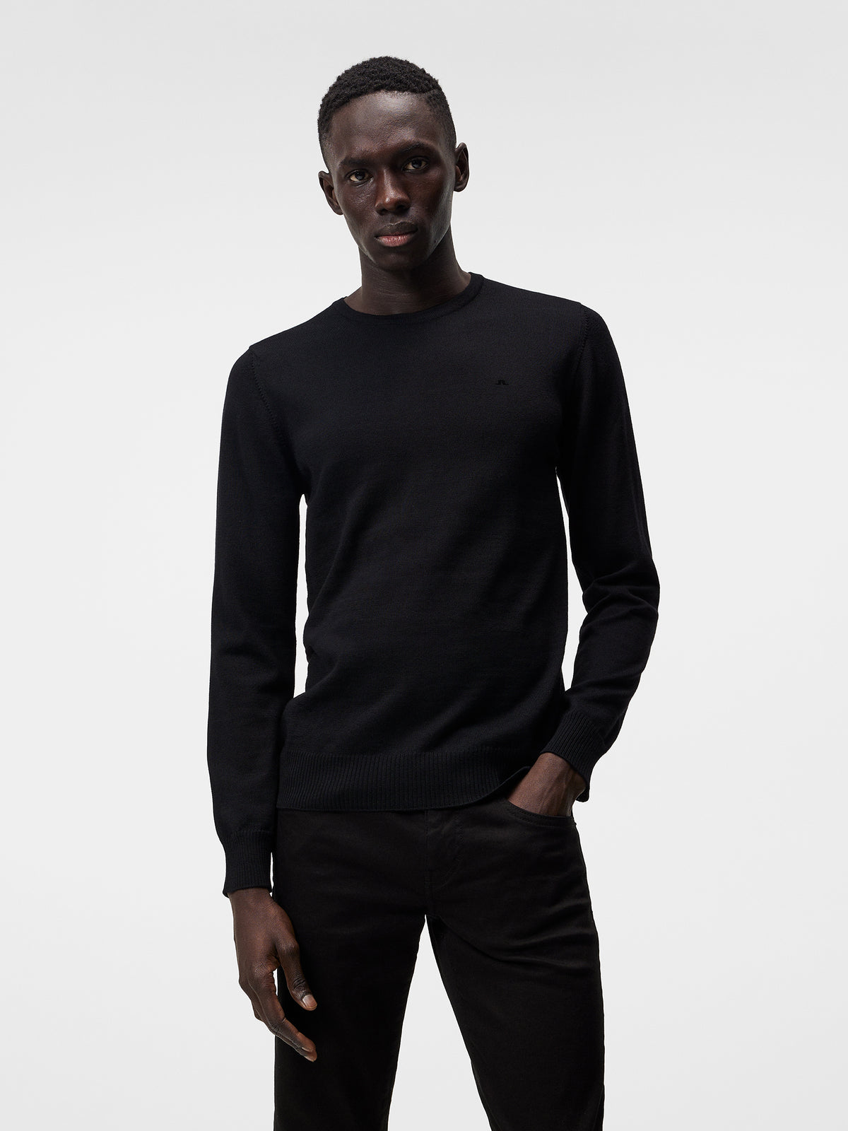 Lyle Merino Crew Neck Sweater in Black by J.Lindeberg