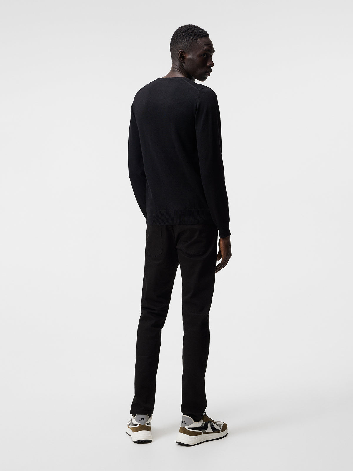 Lyle Merino Crew Neck Sweater in Black by J.Lindeberg