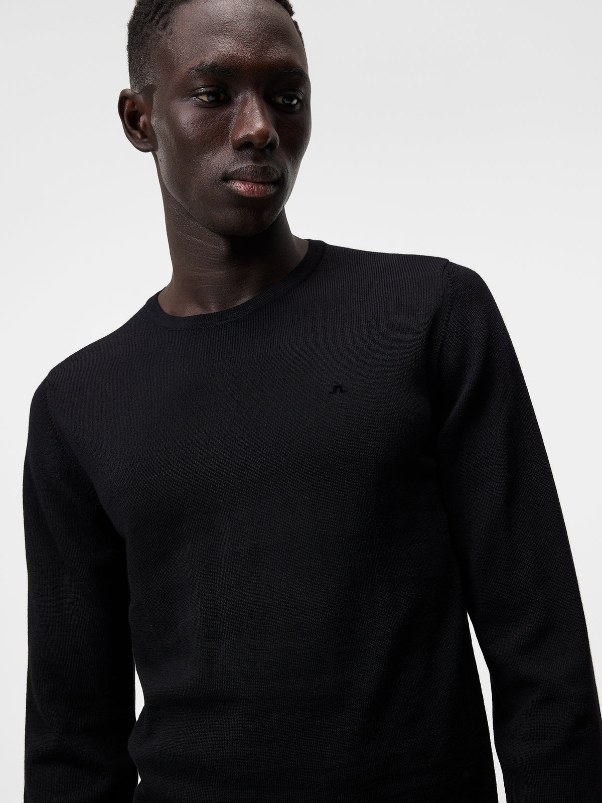 Lyle Merino Crew Neck Sweater in Black by J.Lindeberg