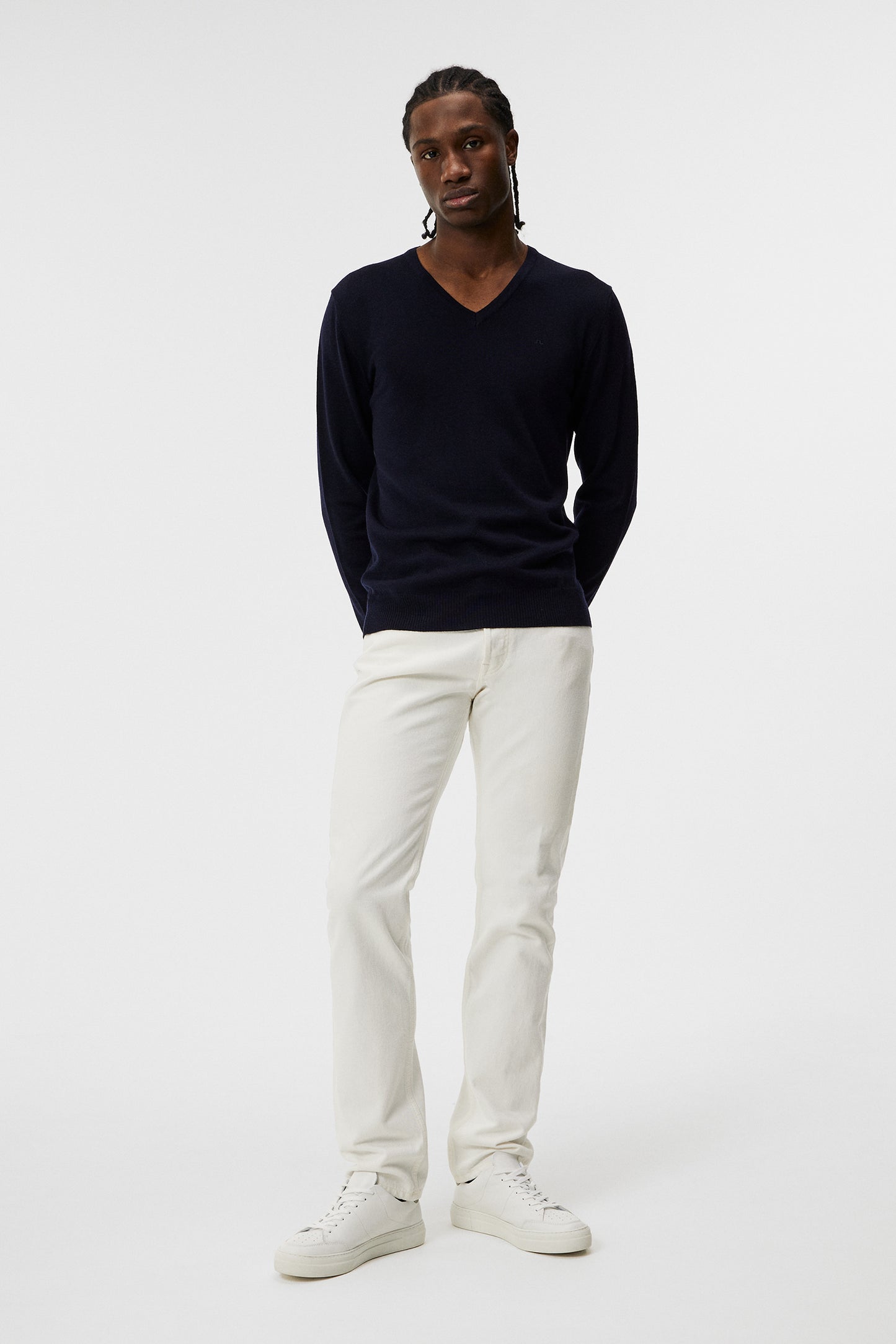 Lymann Merino V-neck Sweater in Navy by J.Lindeberg