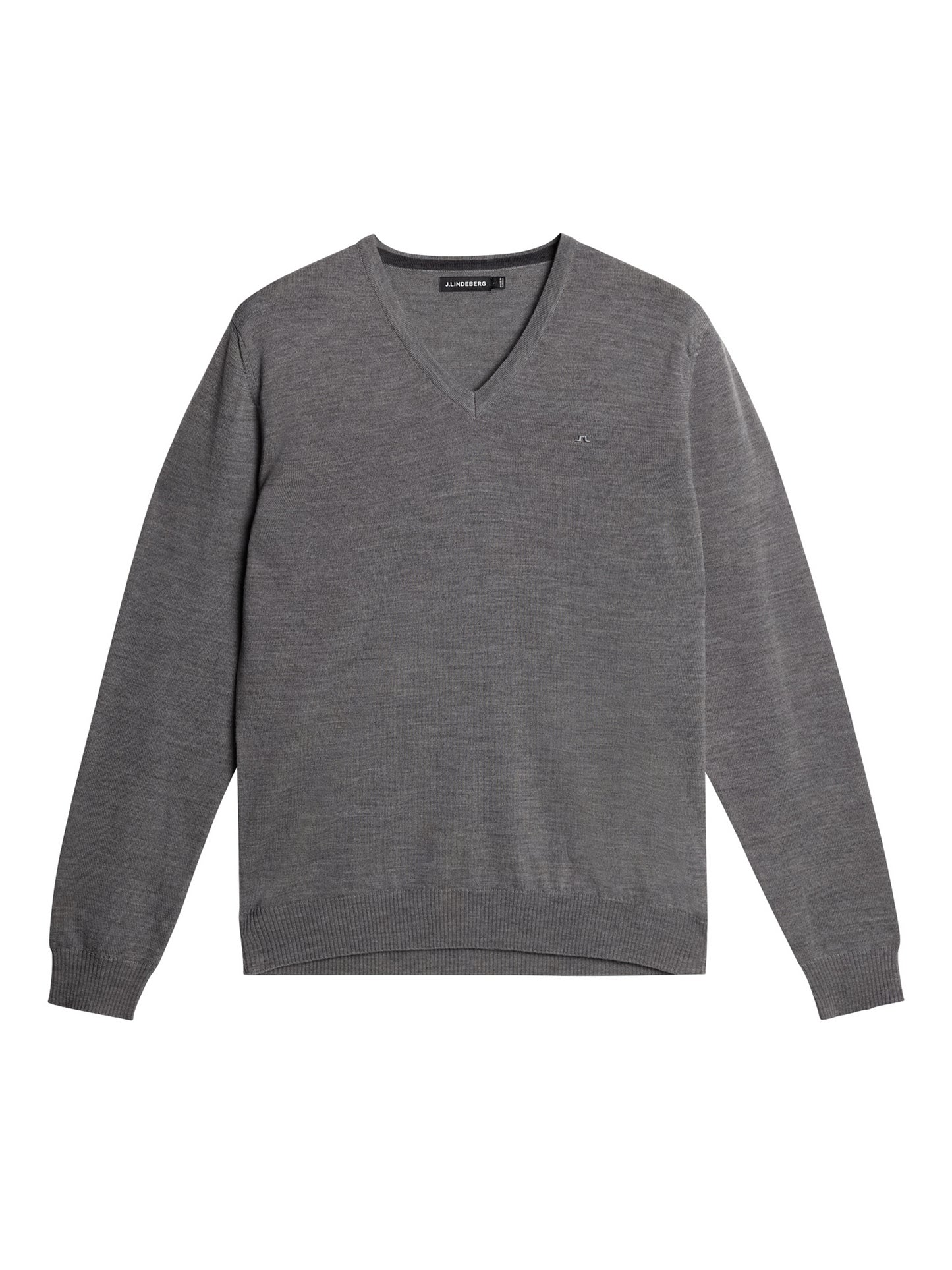 Lymann Merino V-neck Sweater in Grey Melange by J.Lindeberg