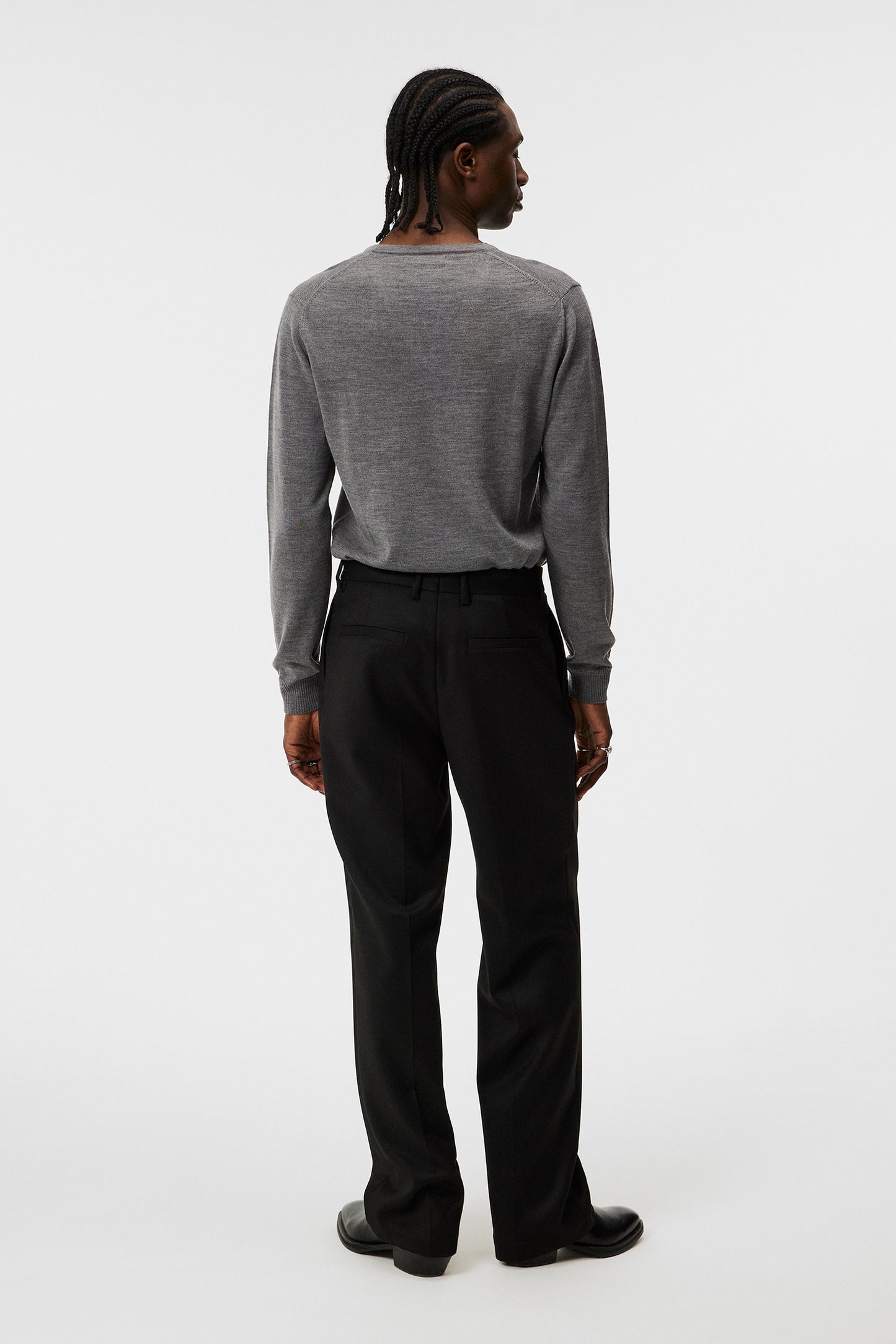 Lymann Merino V-neck Sweater in Grey Melange by J.Lindeberg