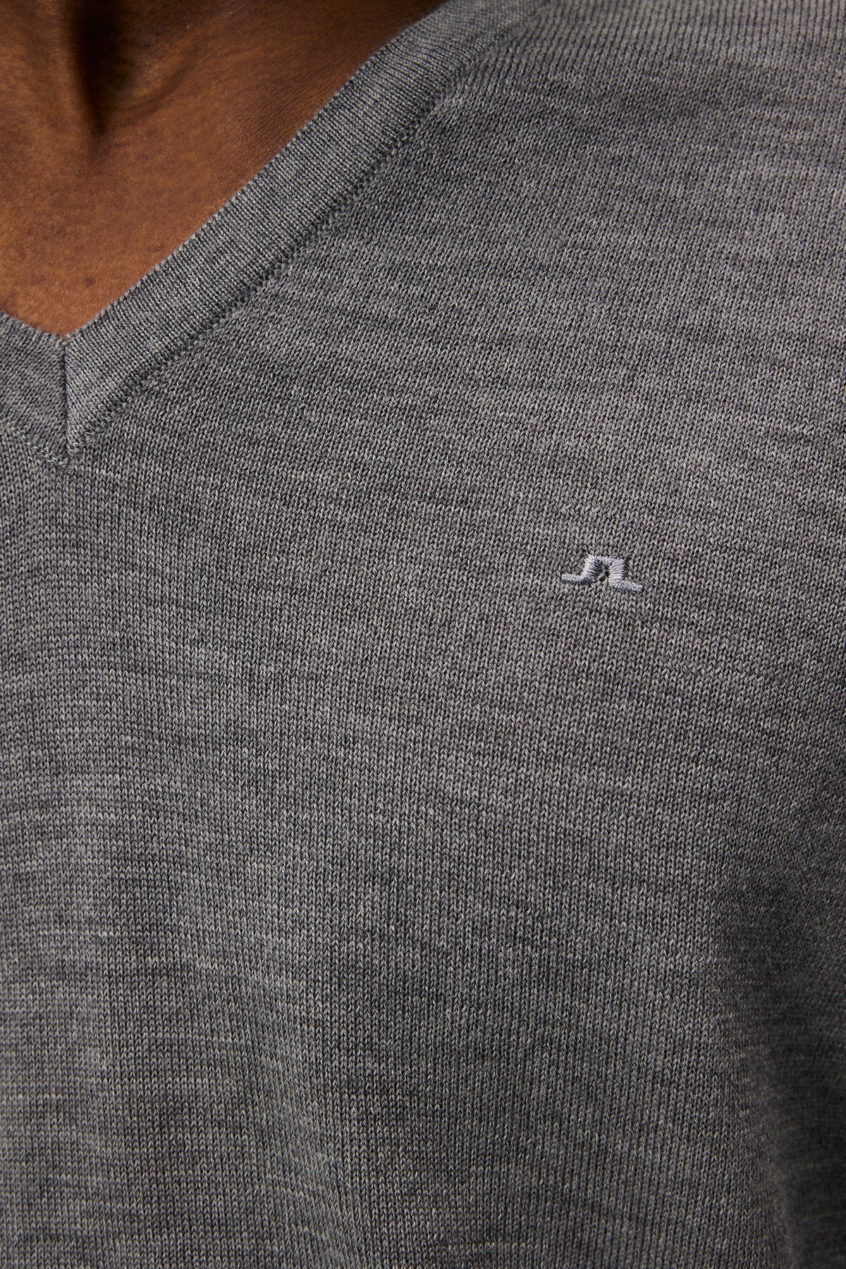 Lymann Merino V-neck Sweater in Grey Melange by J.Lindeberg
