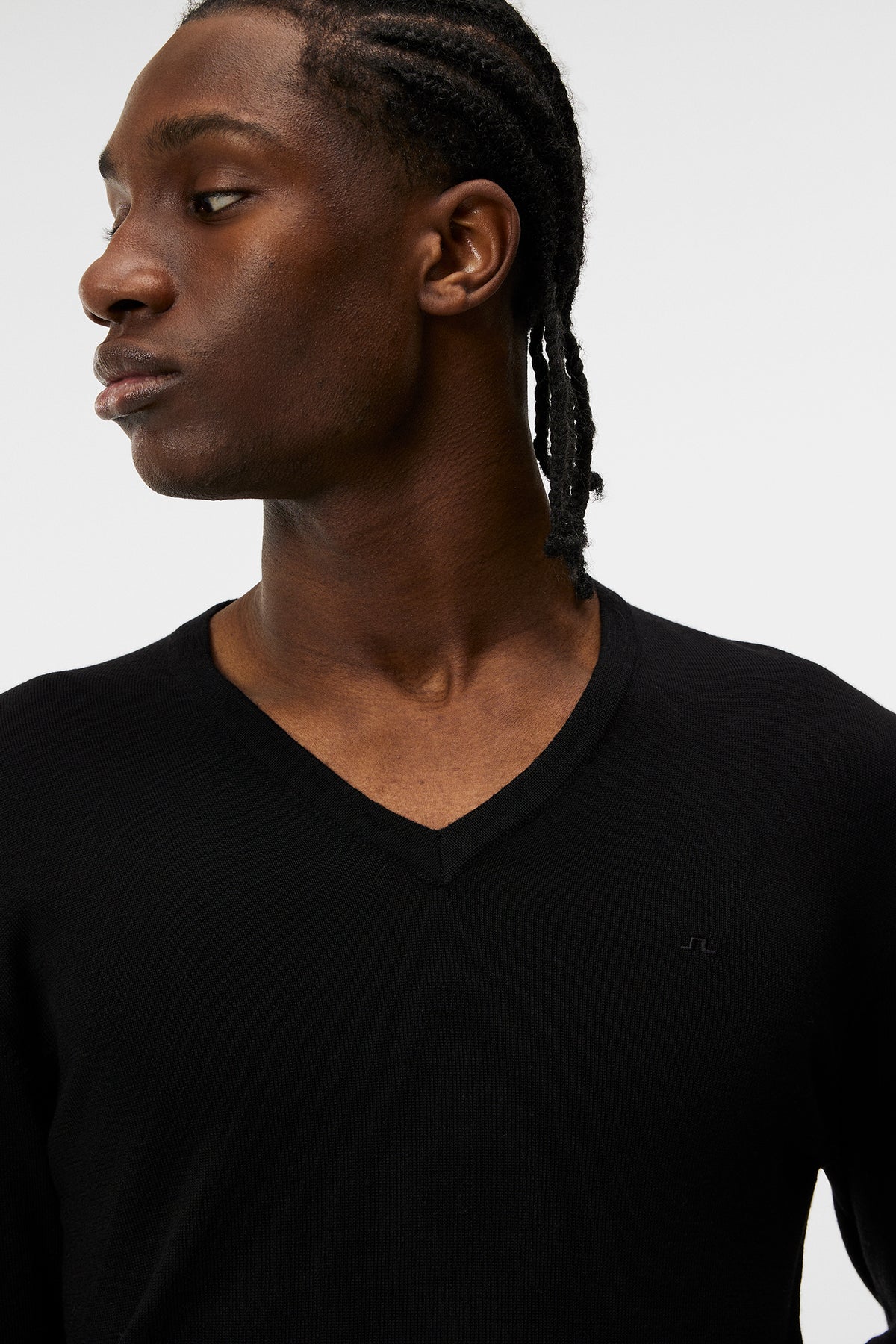 Lymann Merino V-neck Sweater in Black by J.Lindeberg