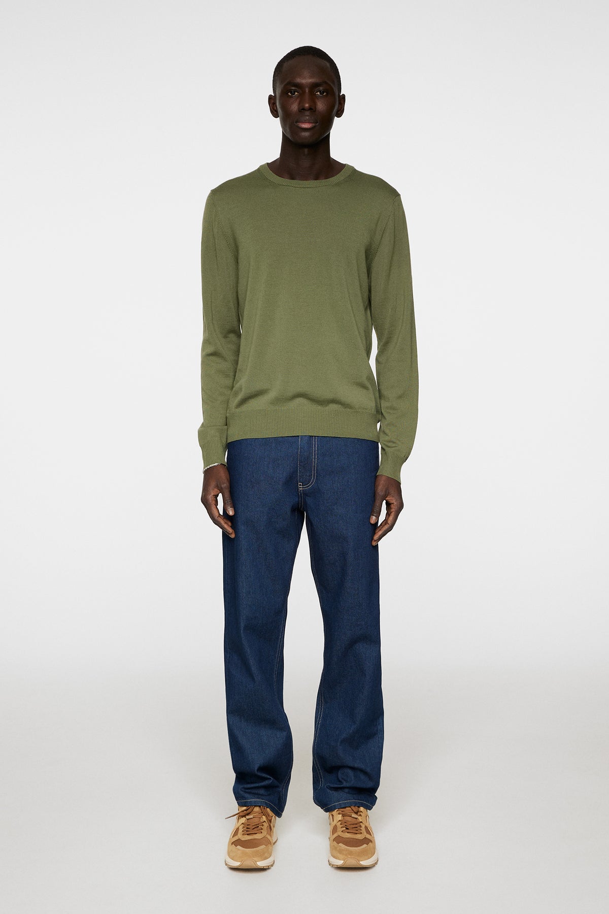 Keane Light Merino Crew Neck in Olivine by J.Lindeberg