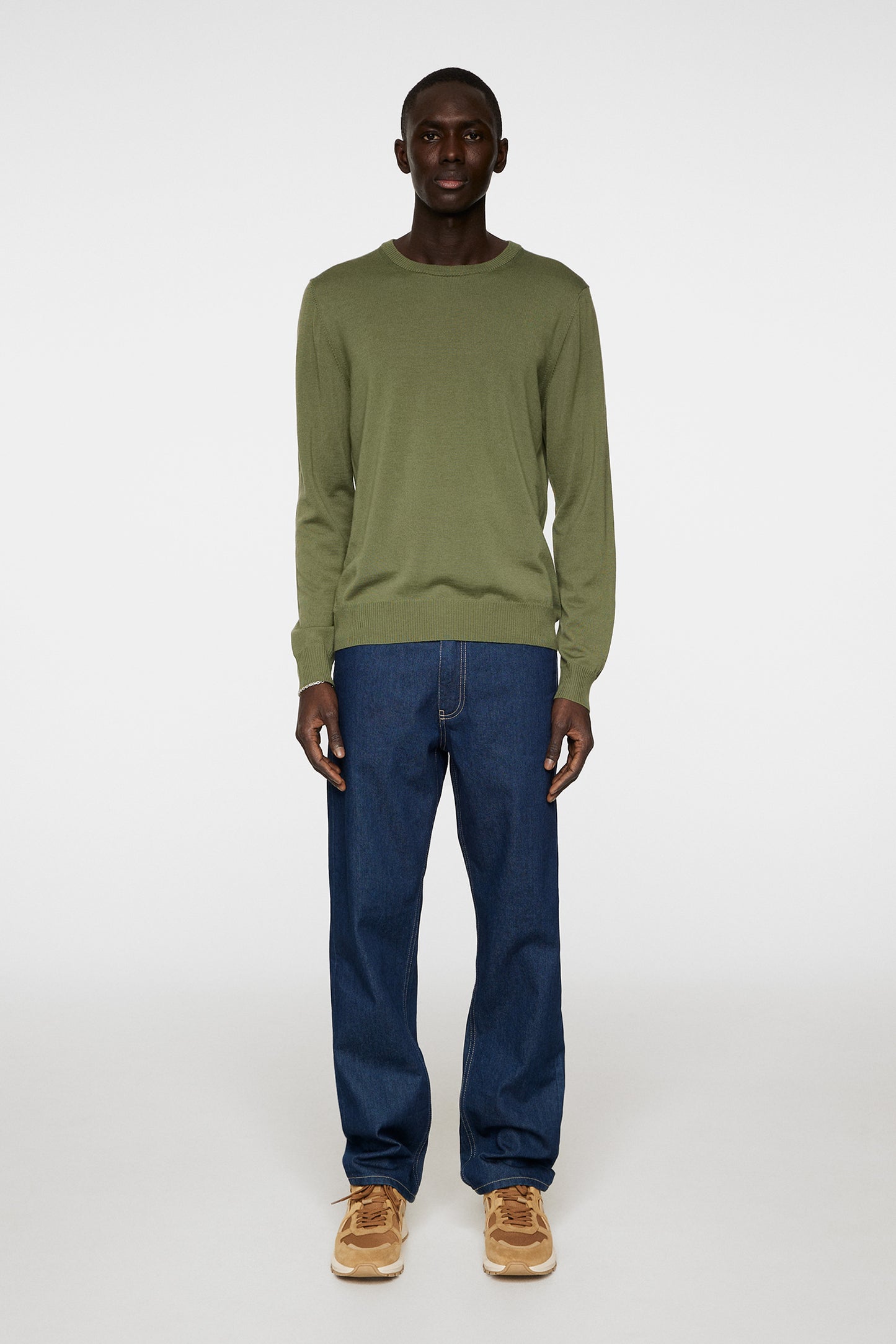 Keane Light Merino Crew Neck in Olivine by J.Lindeberg