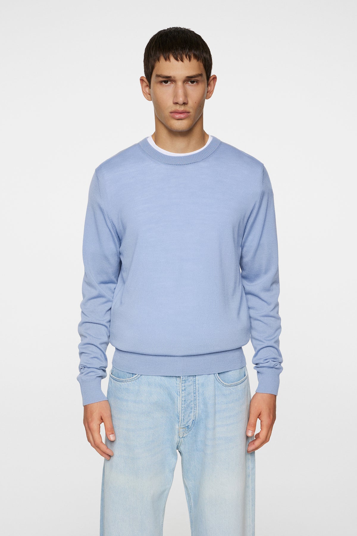 Keane Light Merino Crew Neck in Rain Washed by J.Lindeberg