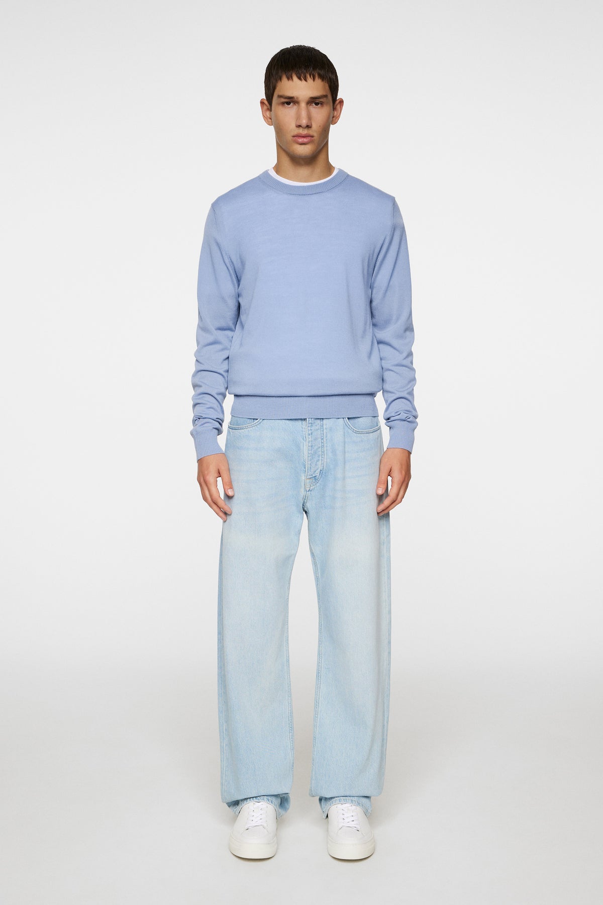 Keane Light Merino Crew Neck in Rain Washed by J.Lindeberg