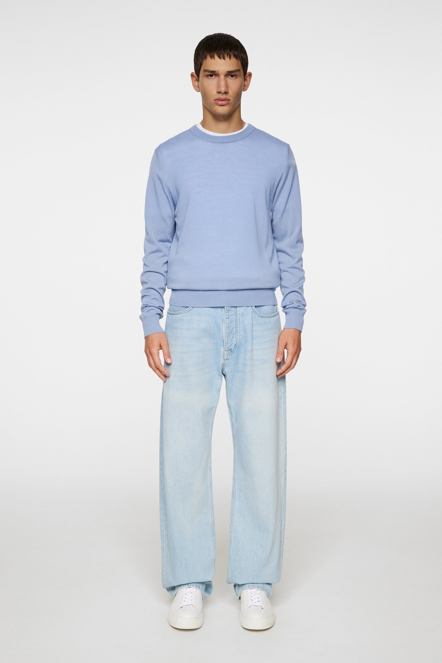 Keane Light Merino Crew Neck in Rain Washed by J.Lindeberg