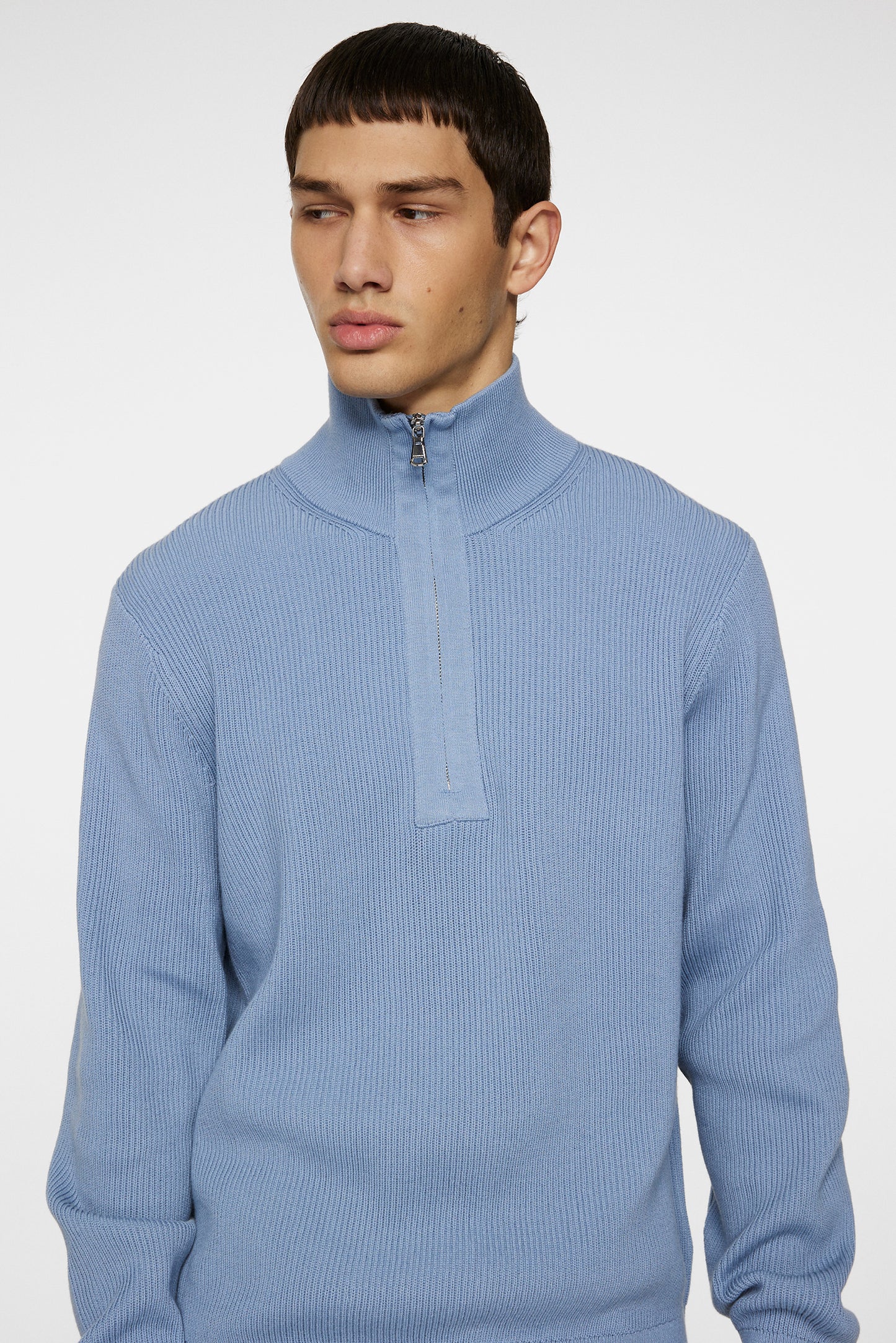 Alex Half Zip Knitted Sweater in Rain Washed by J.Lindeberg