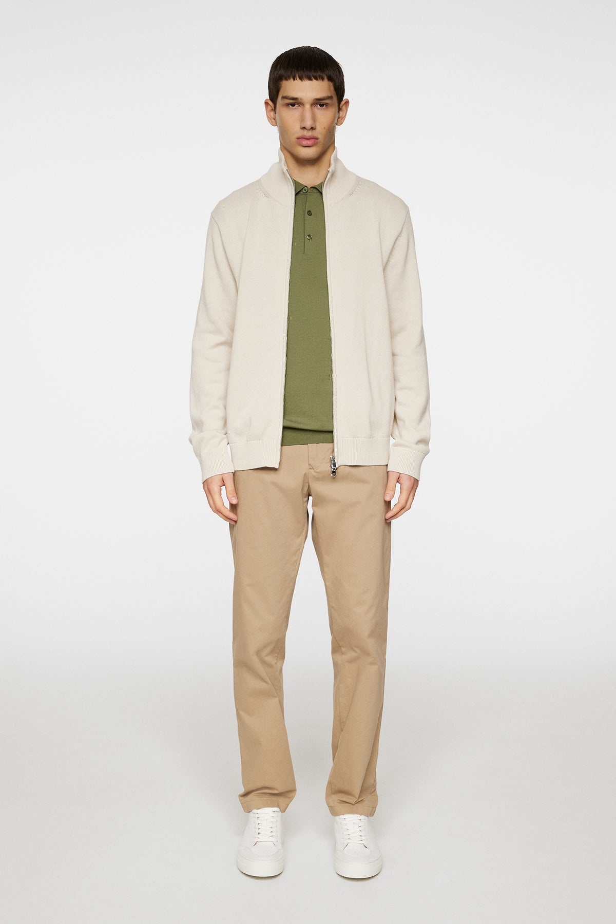 Alexis Full Zip Cardigan in Moonbeam by J.Lindeberg