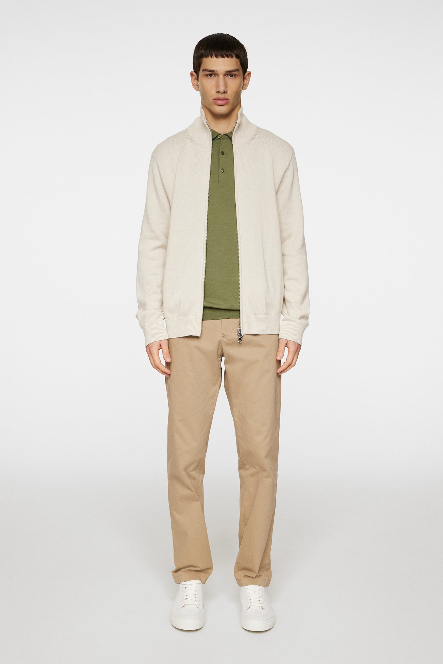 Alexis Full Zip Cardigan in Moonbeam by J.Lindeberg