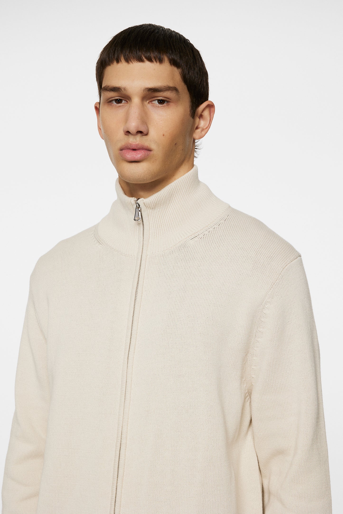 Alexis Full Zip Cardigan in Moonbeam by J.Lindeberg