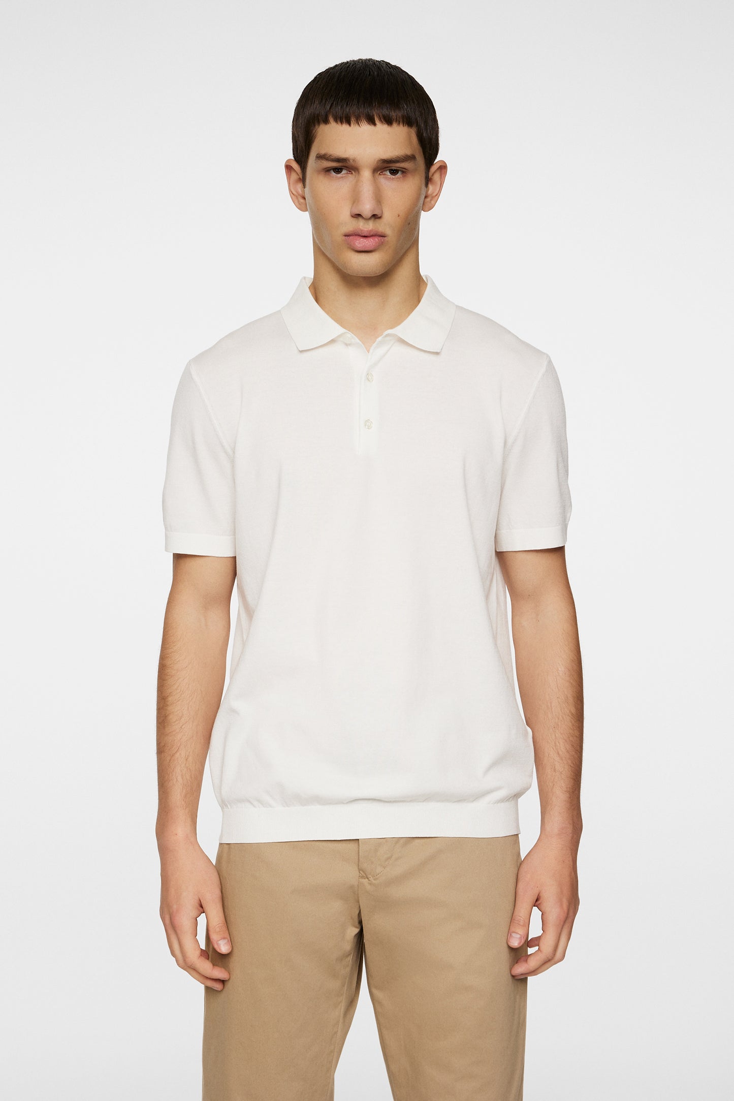 Ridge Knitted Polo in White by J.Lindeberg
