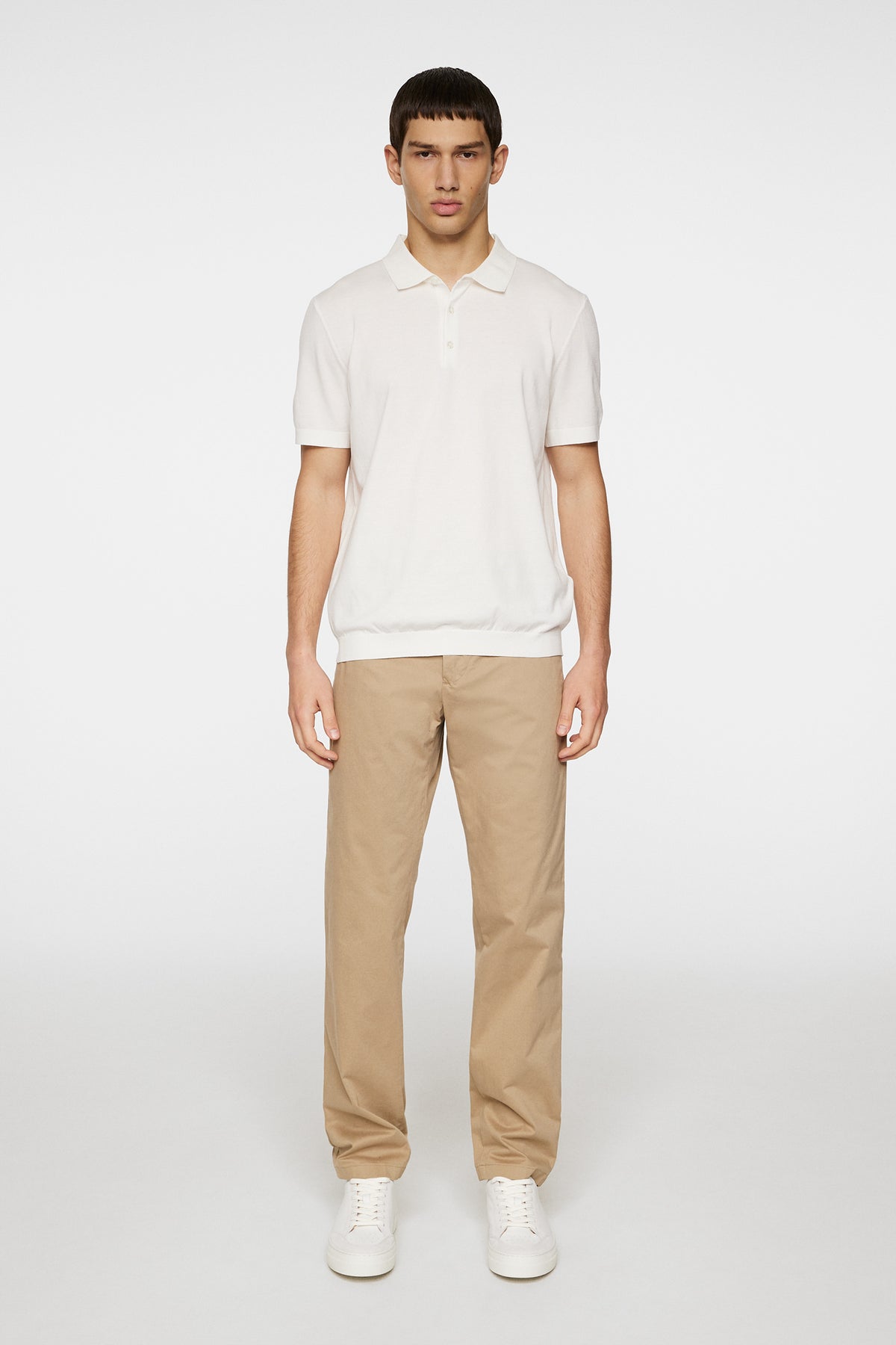 Ridge Knitted Polo in White by J.Lindeberg