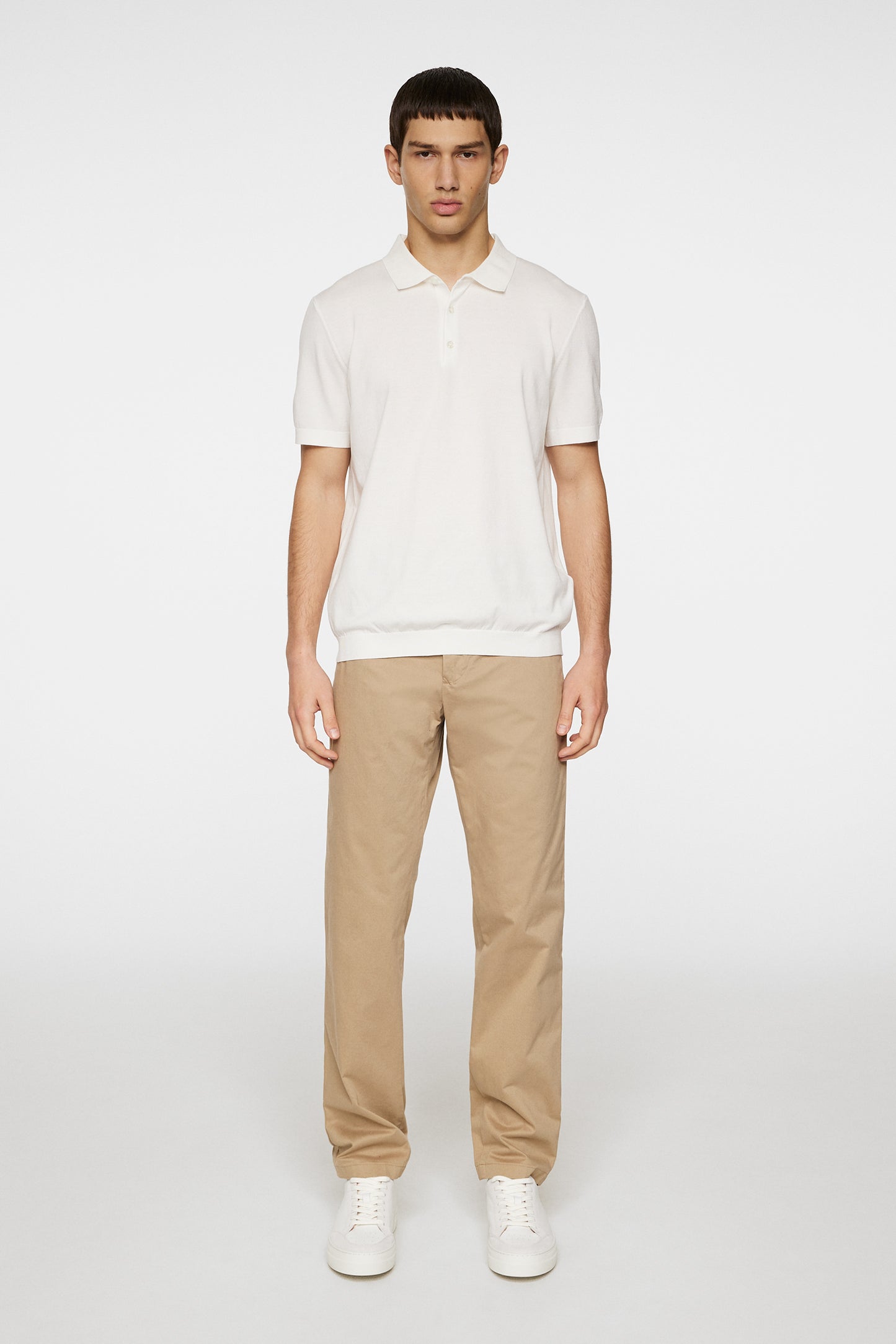 Ridge Knitted Polo in White by J.Lindeberg