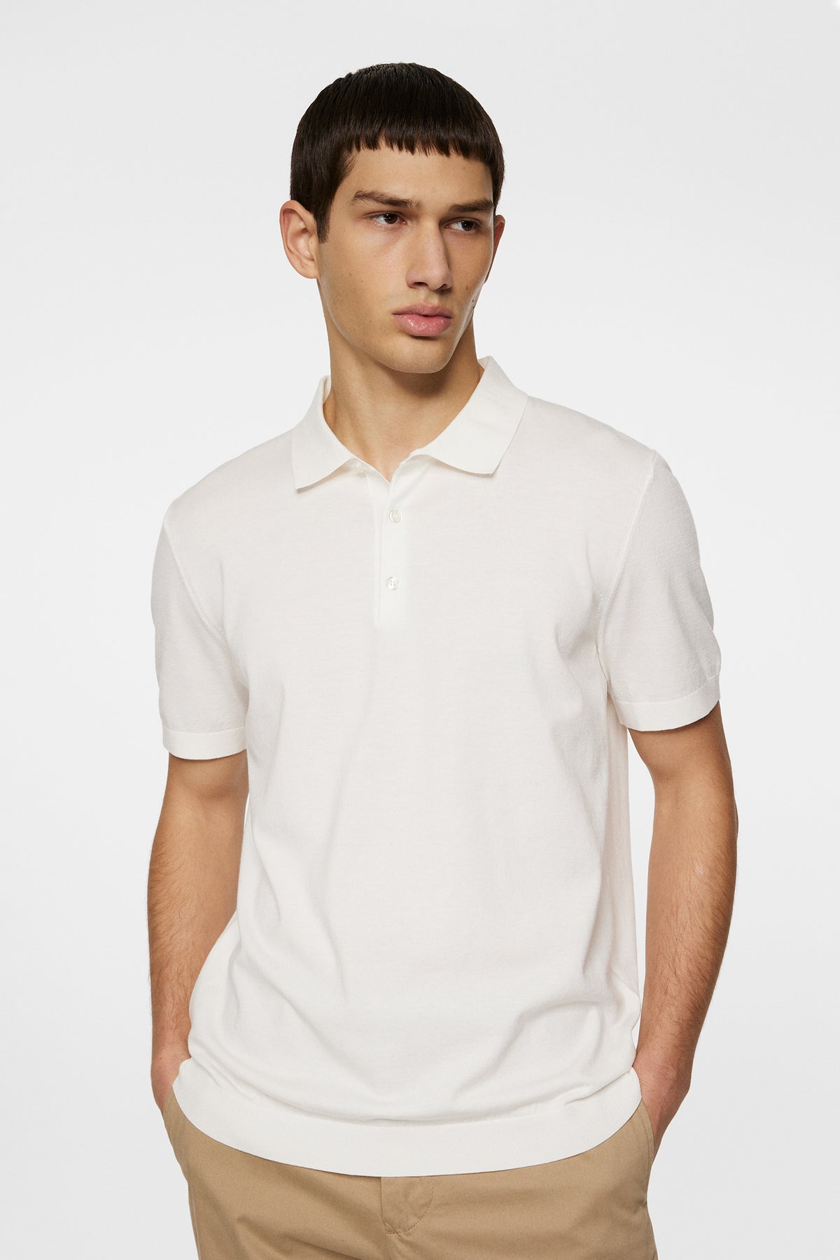 Ridge Knitted Polo in White by J.Lindeberg