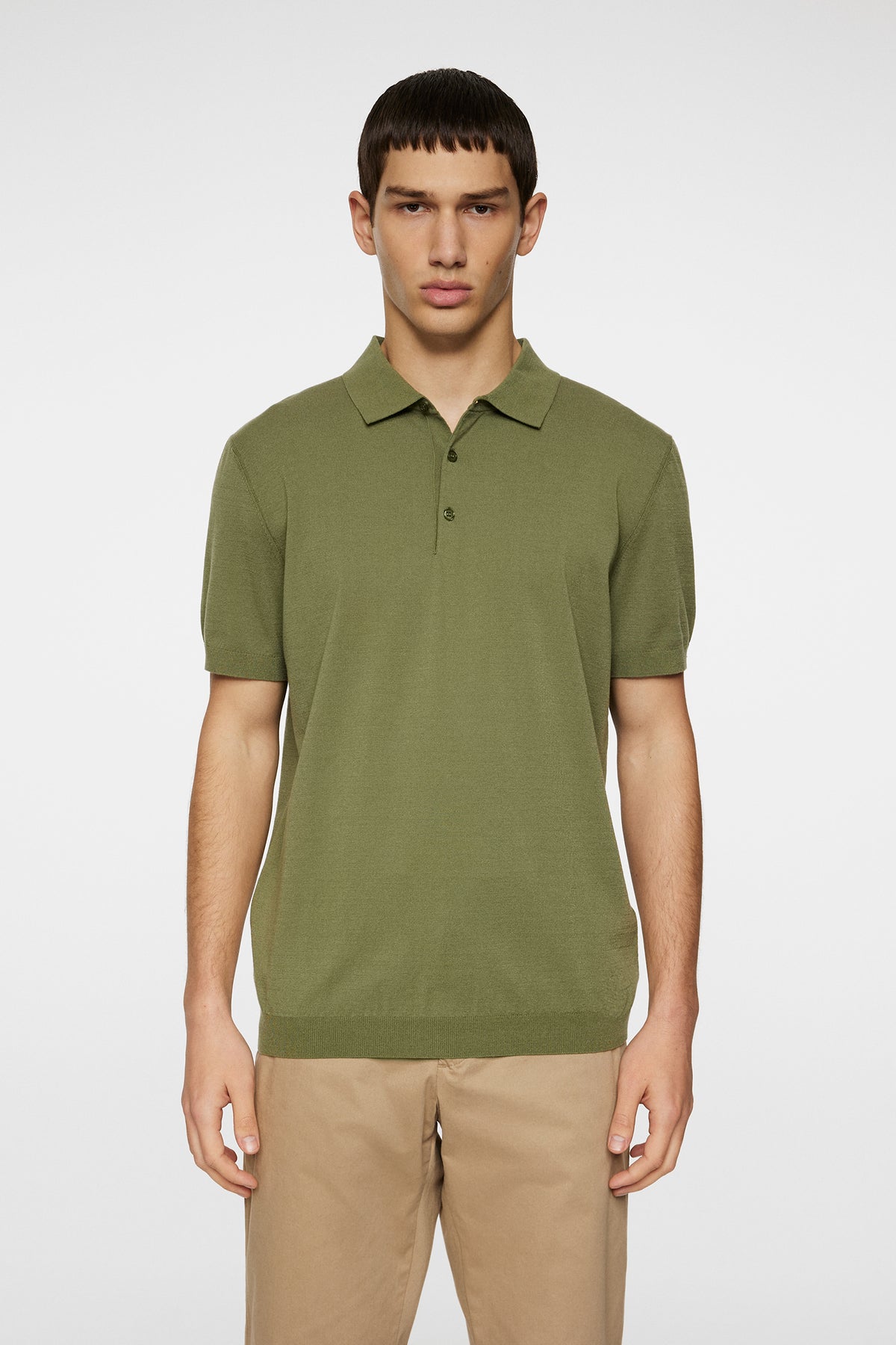 Ridge Knitted Polo in Olivine by J.Lindeberg