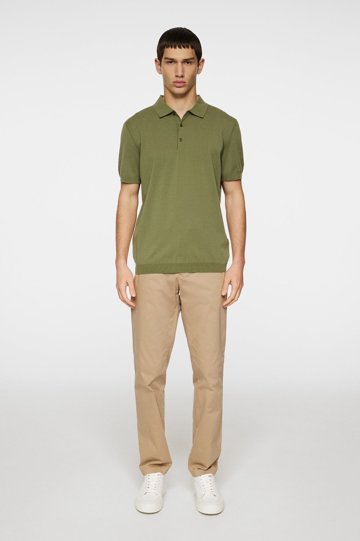 Ridge Knitted Polo in Olivine by J.Lindeberg