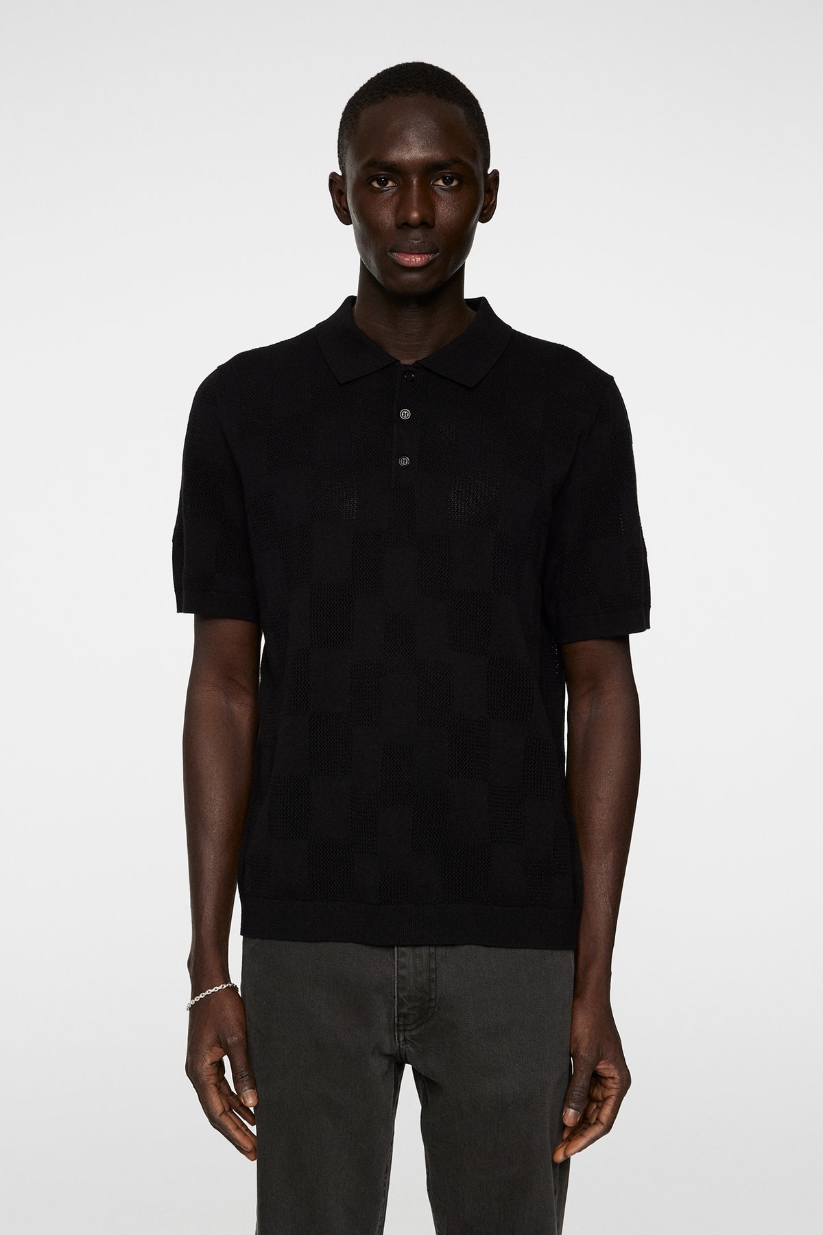 Reymond Stacked Bridge Polo in Black by J.Lindeberg