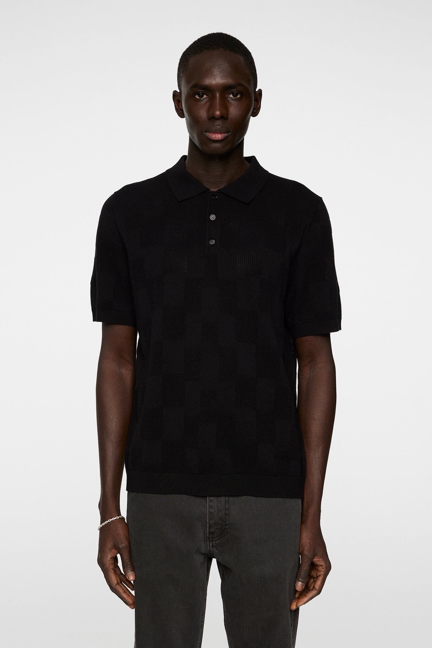 Reymond Stacked Bridge Polo in Black by J.Lindeberg