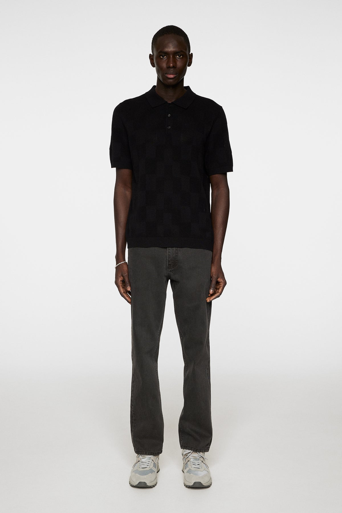 Reymond Stacked Bridge Polo in Black by J.Lindeberg