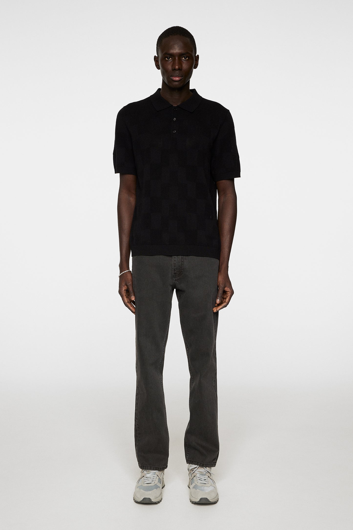 Reymond Stacked Bridge Polo in Black by J.Lindeberg