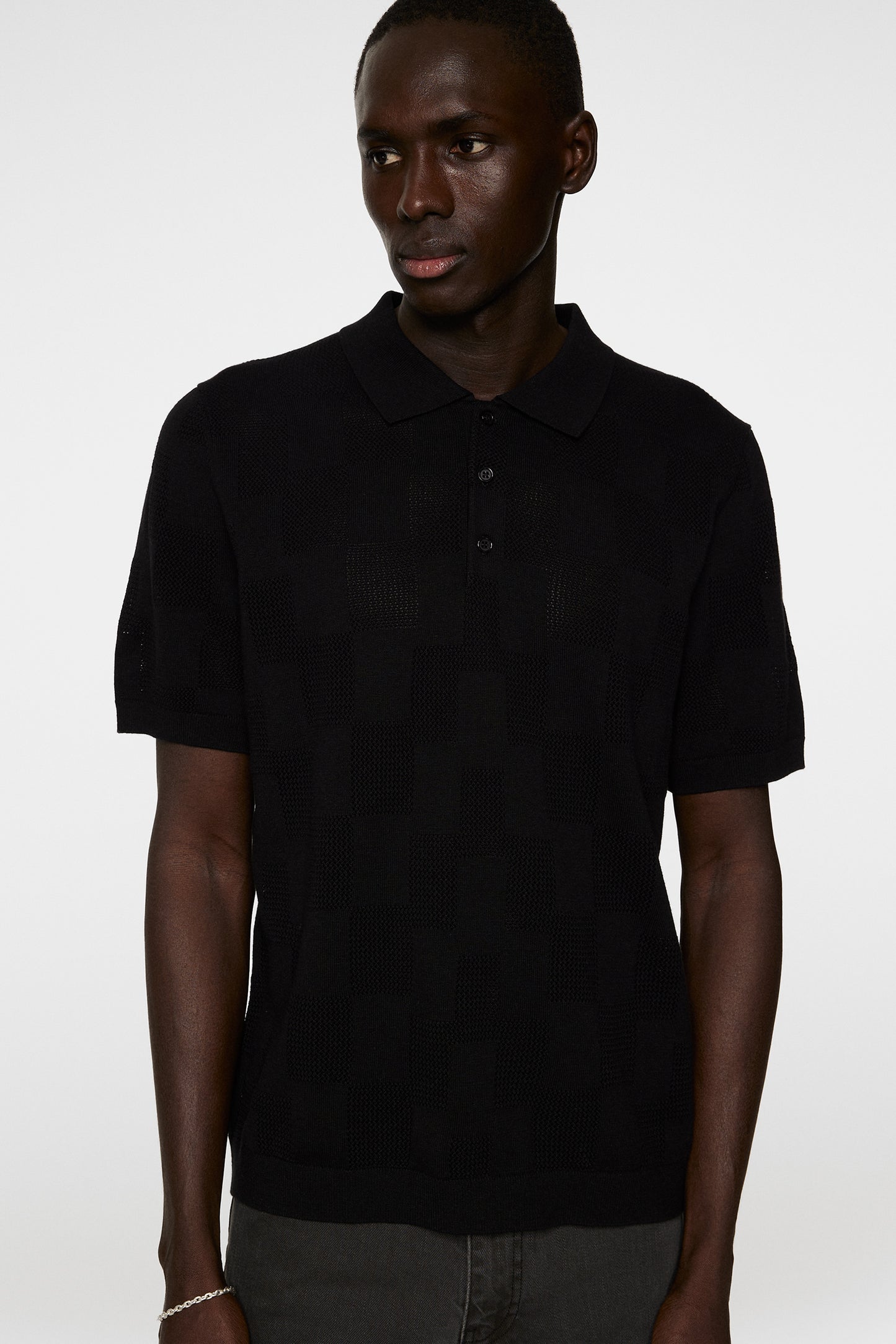 Reymond Stacked Bridge Polo in Black by J.Lindeberg