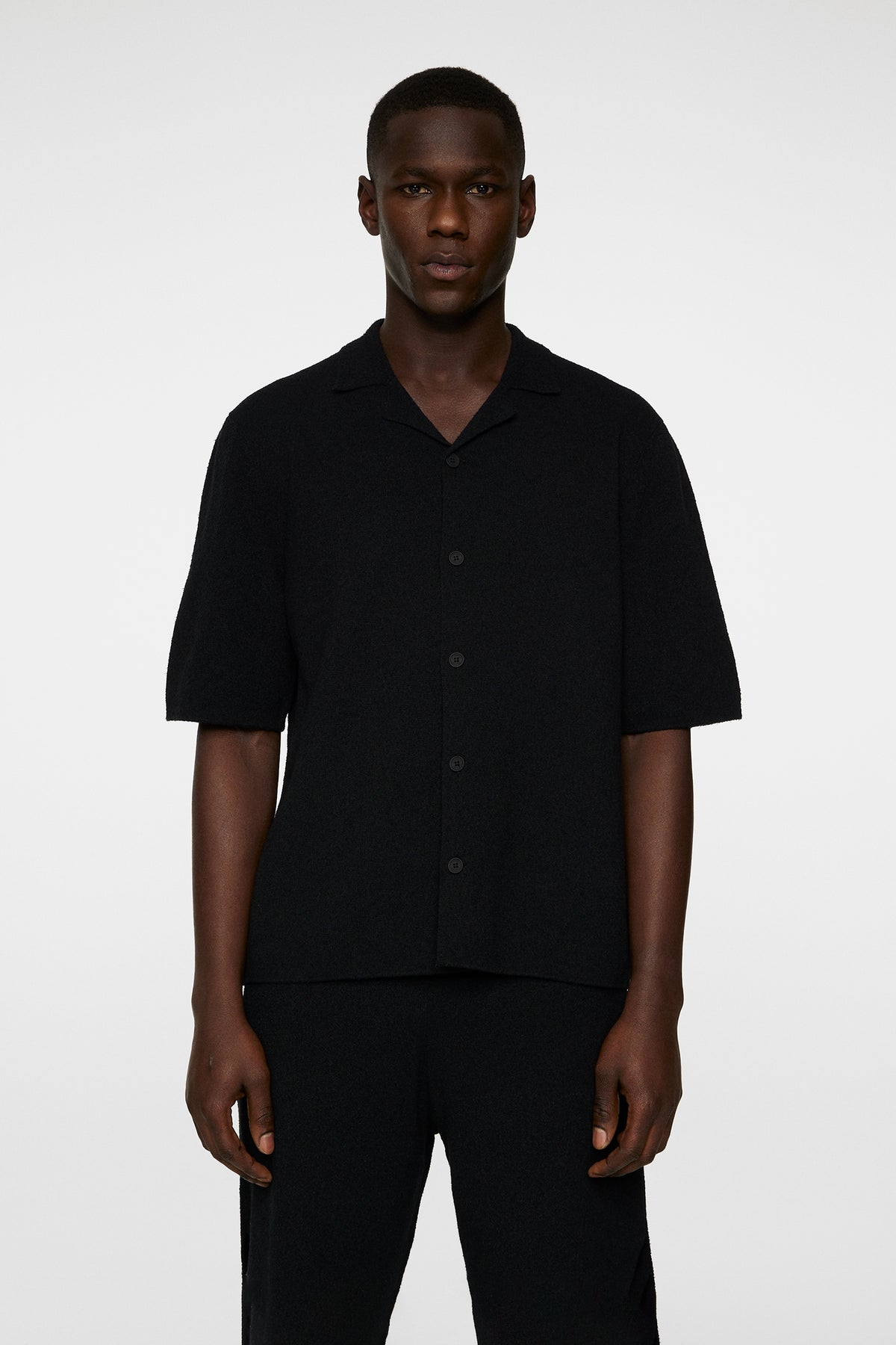 Sal Knitted Boucle Shirt in Black by J.Lindeberg