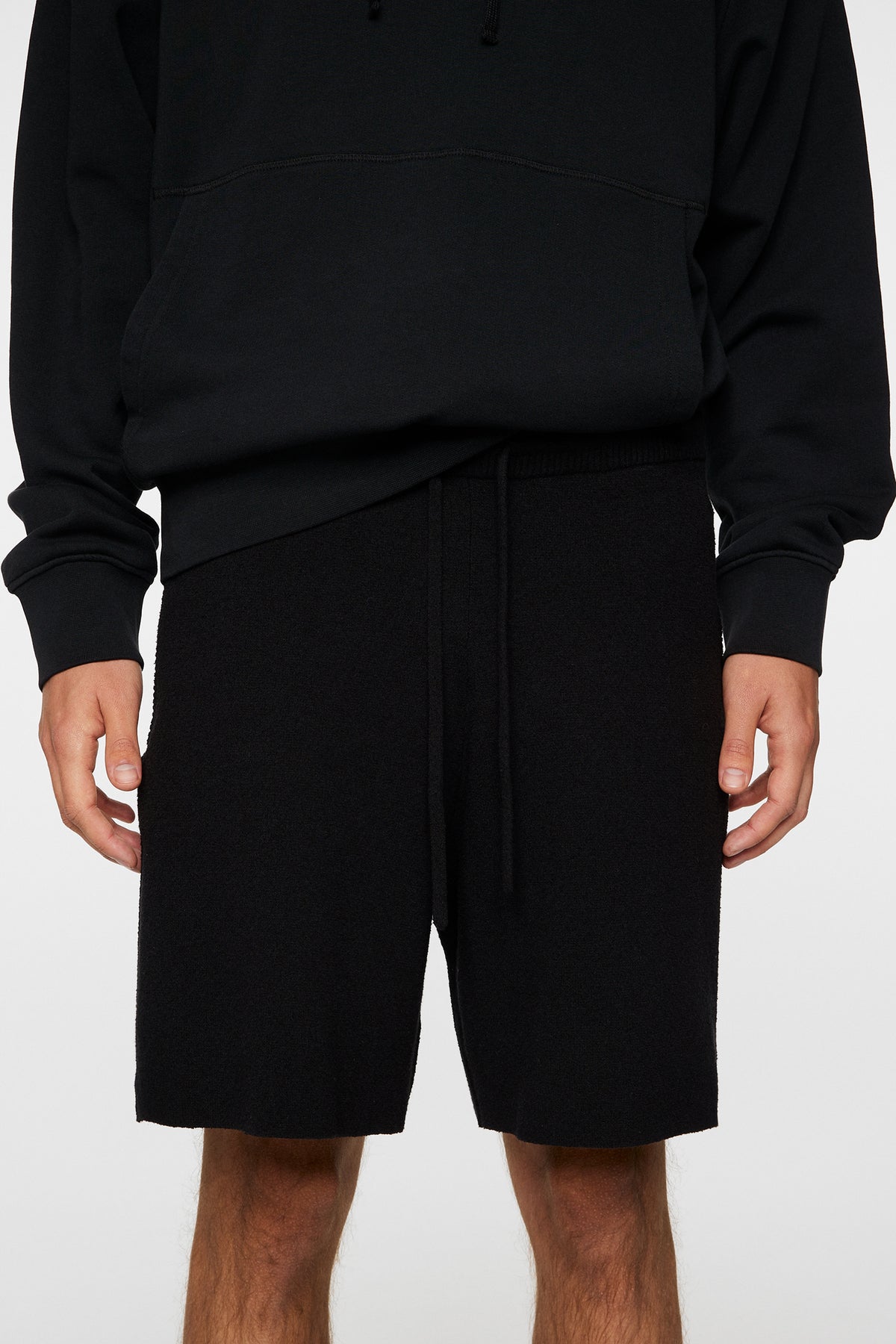 Simon Knitted Boucle Shorts in Black by J.Lindeberg