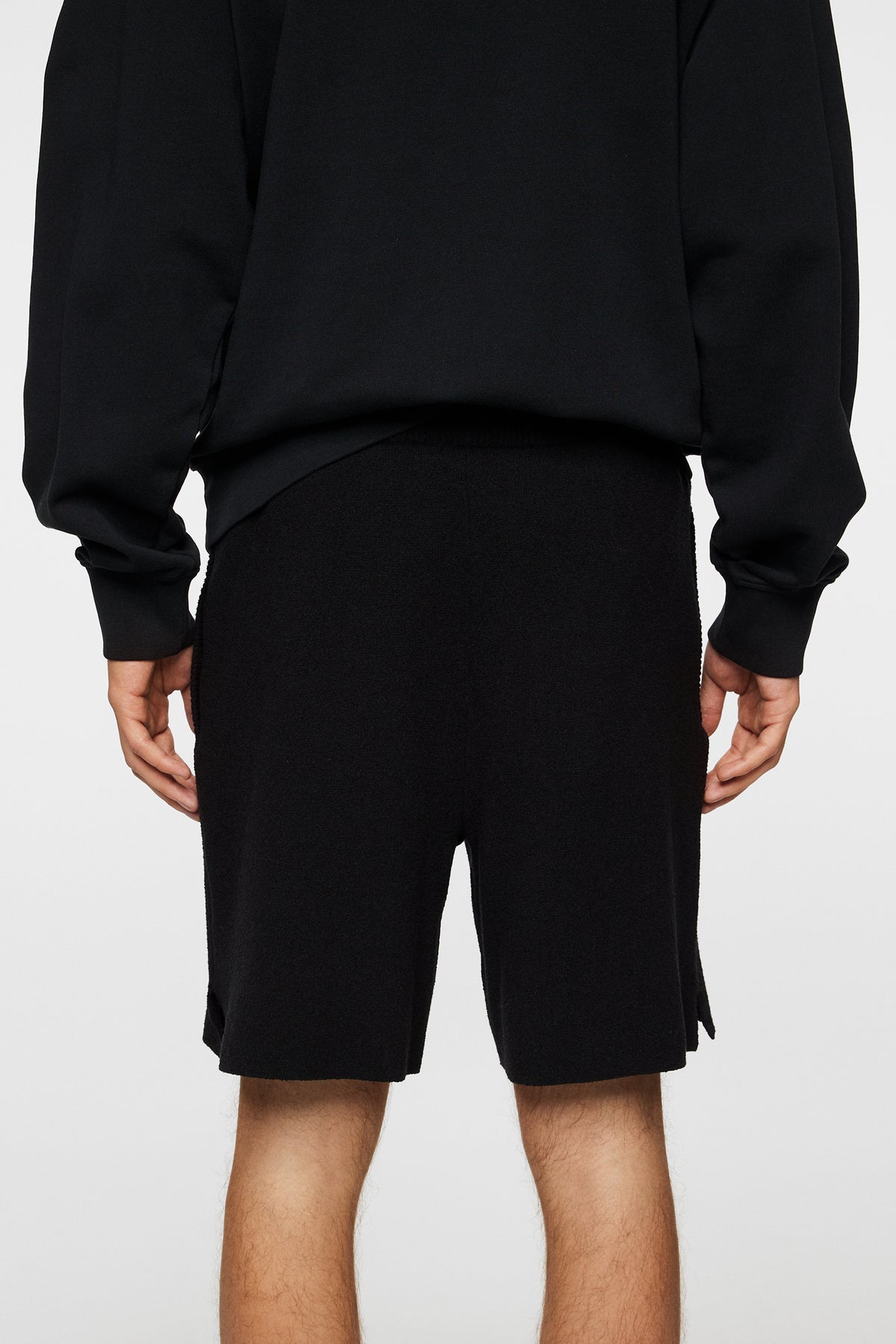 Simon Knitted Boucle Shorts in Black by J.Lindeberg