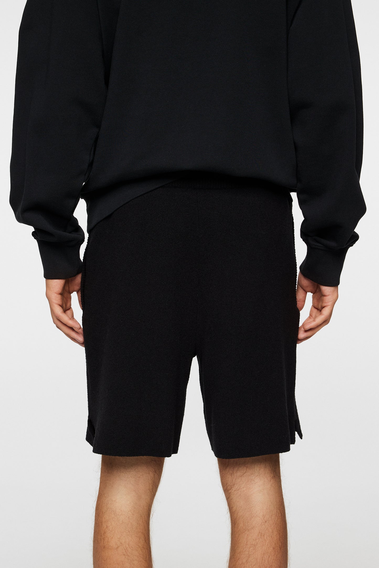 Simon Knitted Boucle Shorts in Black by J.Lindeberg