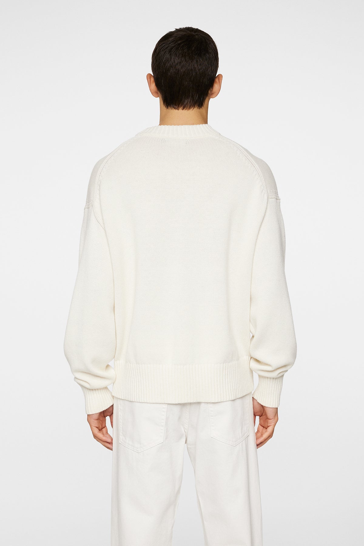Eddy Cotton Wool Crew Neck in White by J.Lindeberg