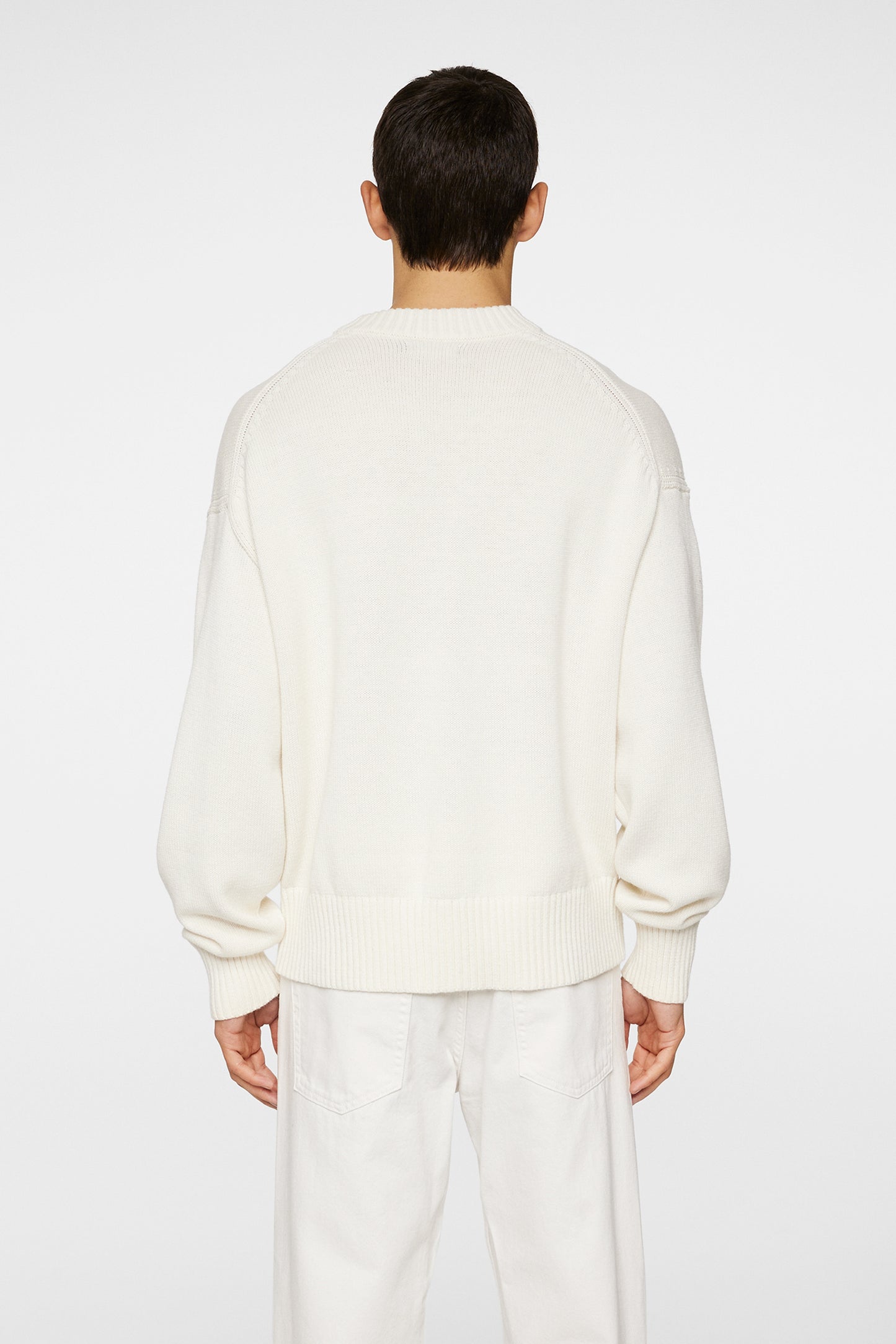 Eddy Cotton Wool Crew Neck in White by J.Lindeberg