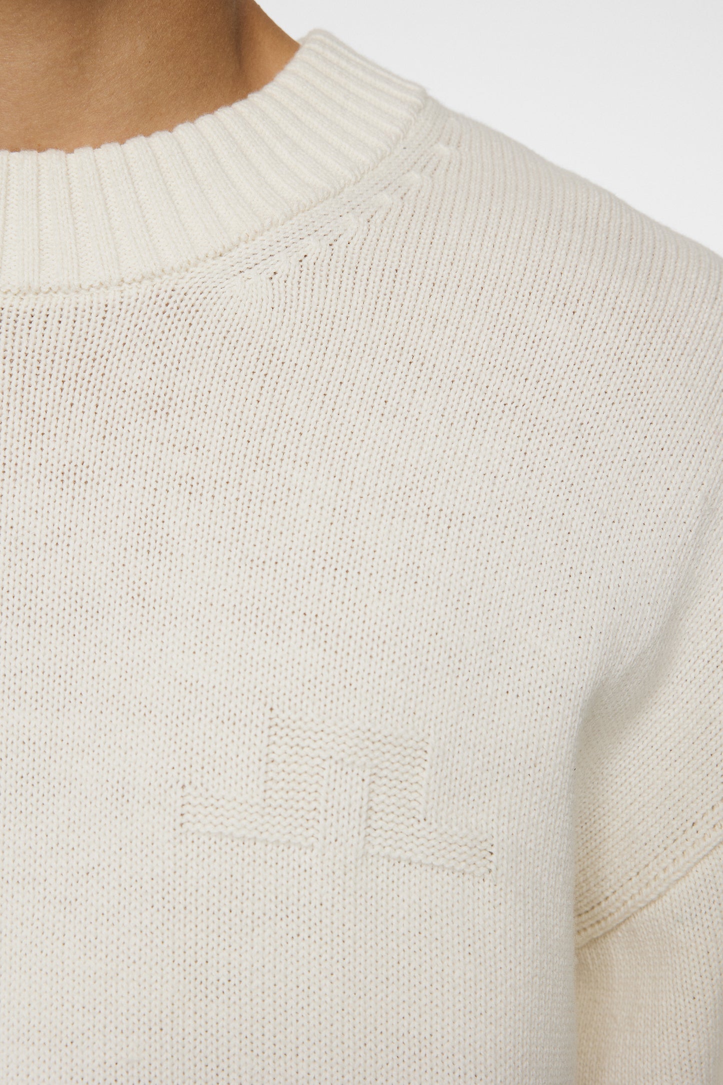 Eddy Cotton Wool Crew Neck in White by J.Lindeberg