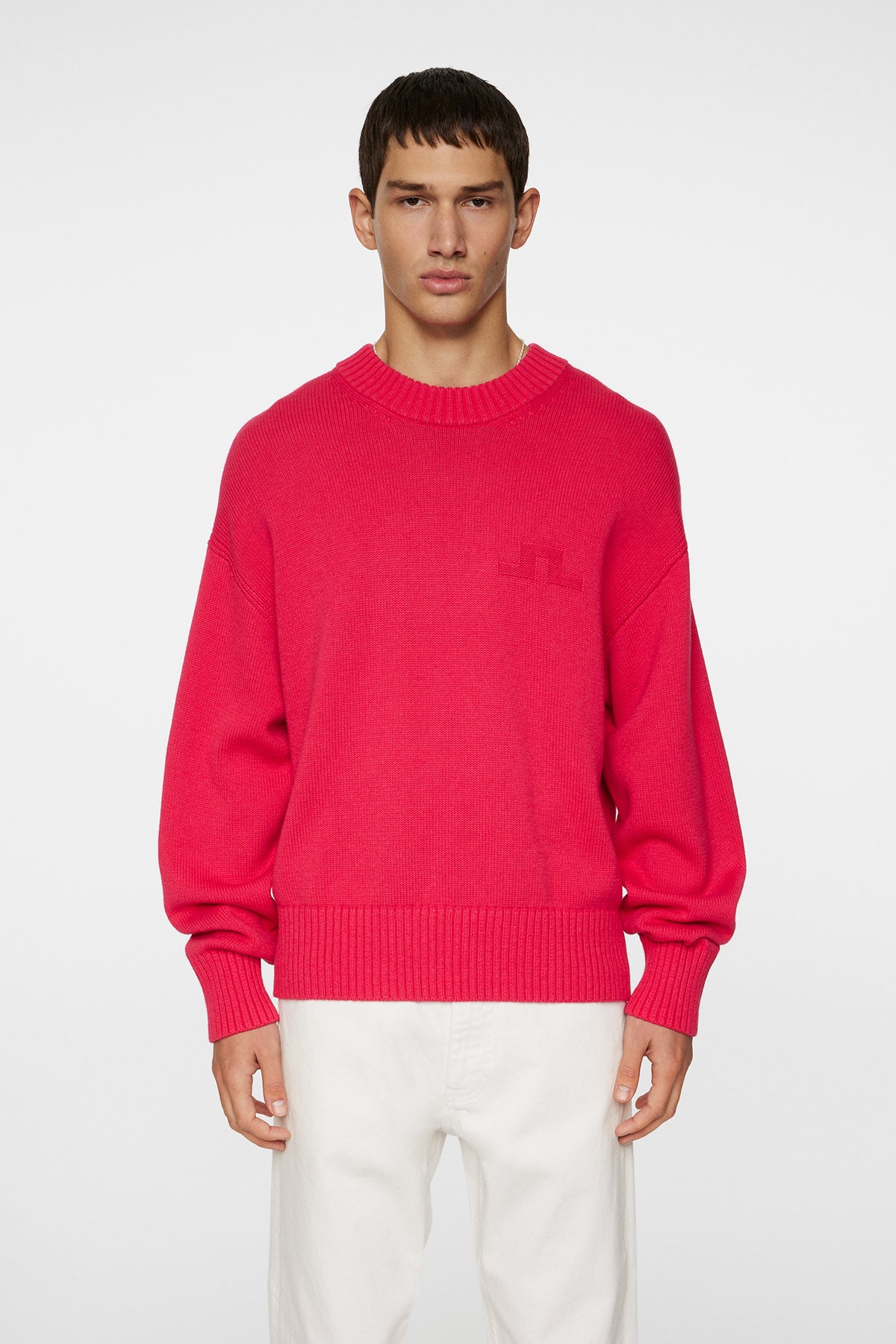 Eddy Cotton Wool Crew Neck in Azalea by J.Lindeberg