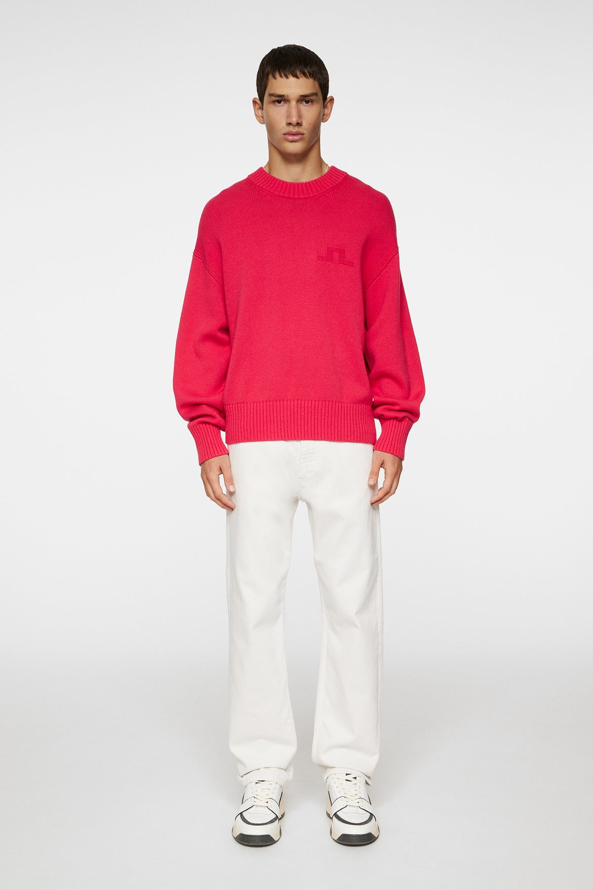 Eddy Cotton Wool Crew Neck in Azalea by J.Lindeberg