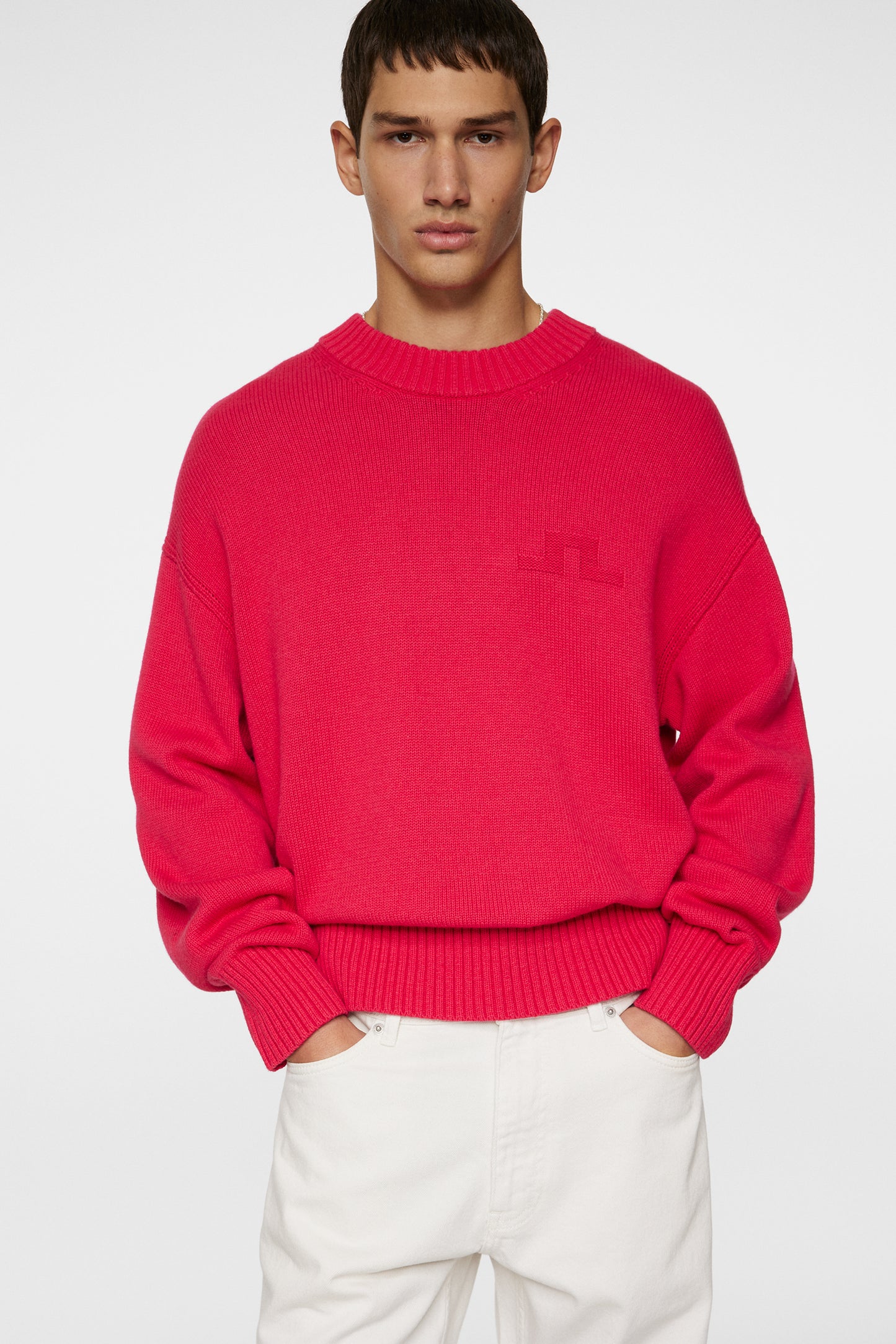 Eddy Cotton Wool Crew Neck in Azalea by J.Lindeberg