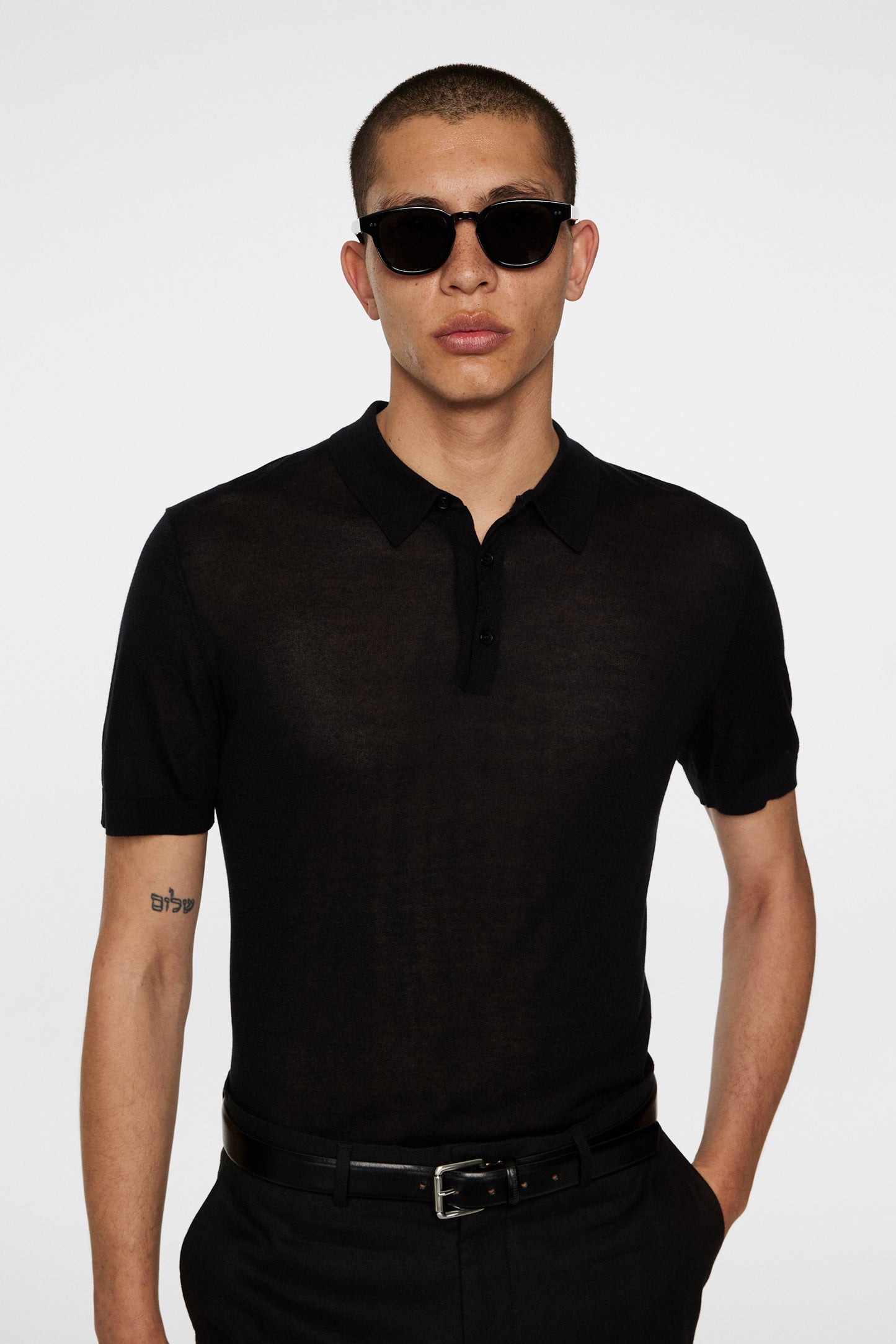 Ridge Lyocell Silk Polo in Black by J.Lindeberg