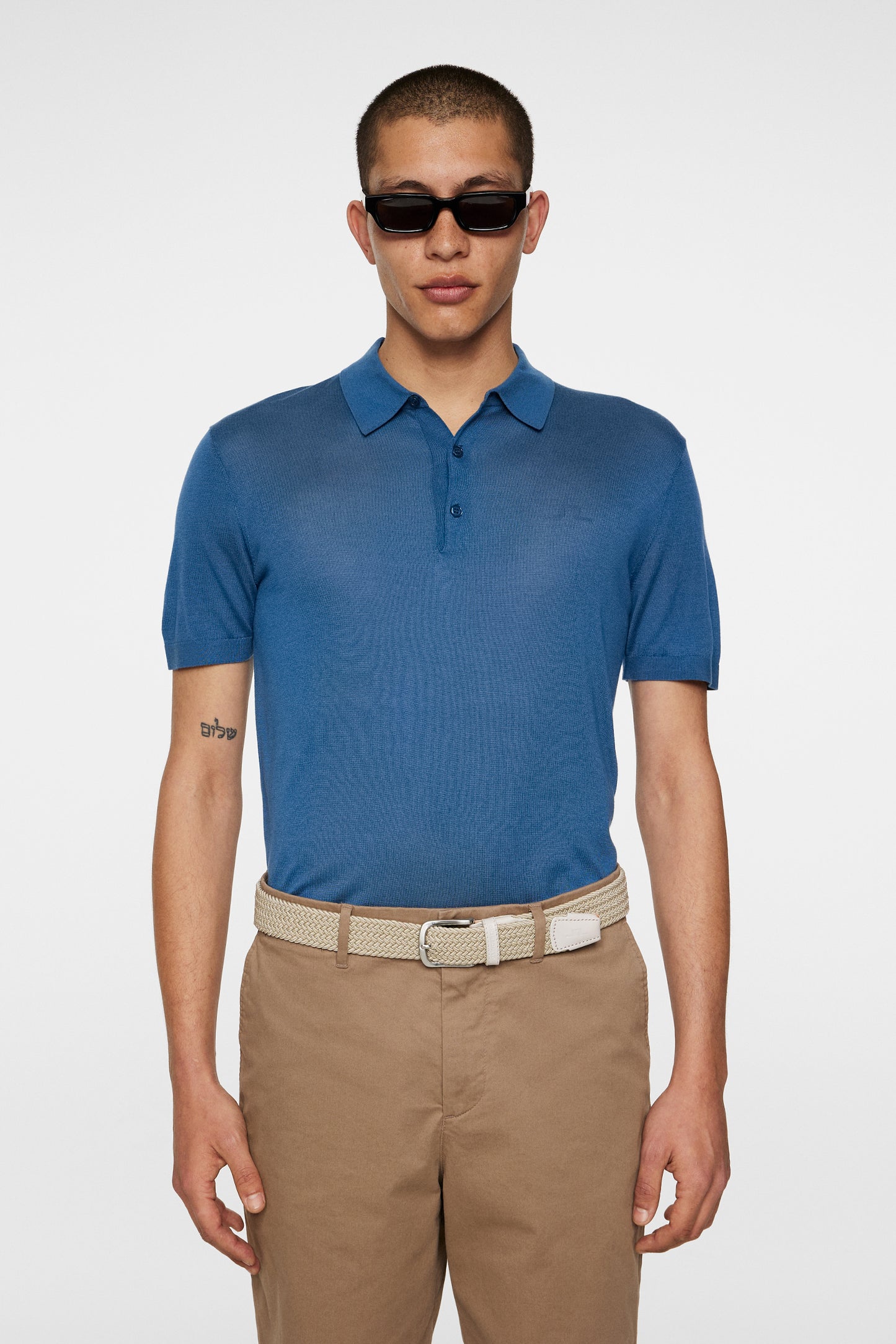 Ridge Lyocell Silk Polo in Dark Blue by J.Lindeberg