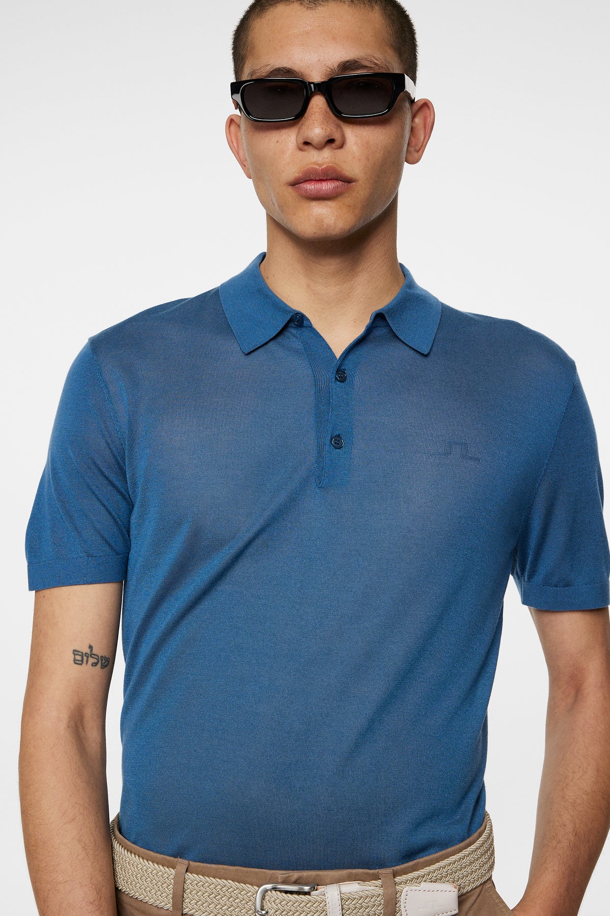 Ridge Lyocell Silk Polo in Dark Blue by J.Lindeberg