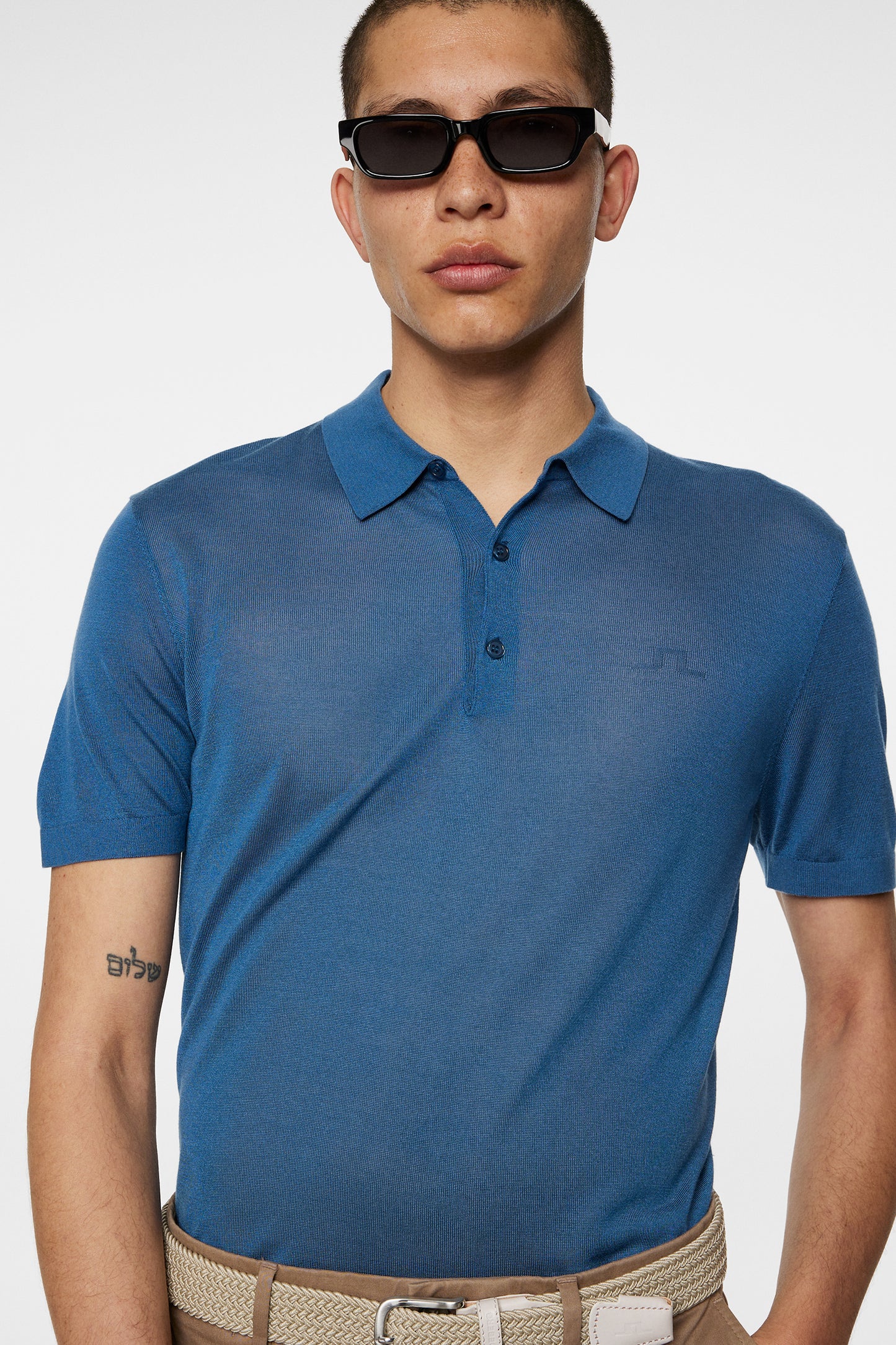 Ridge Lyocell Silk Polo in Dark Blue by J.Lindeberg