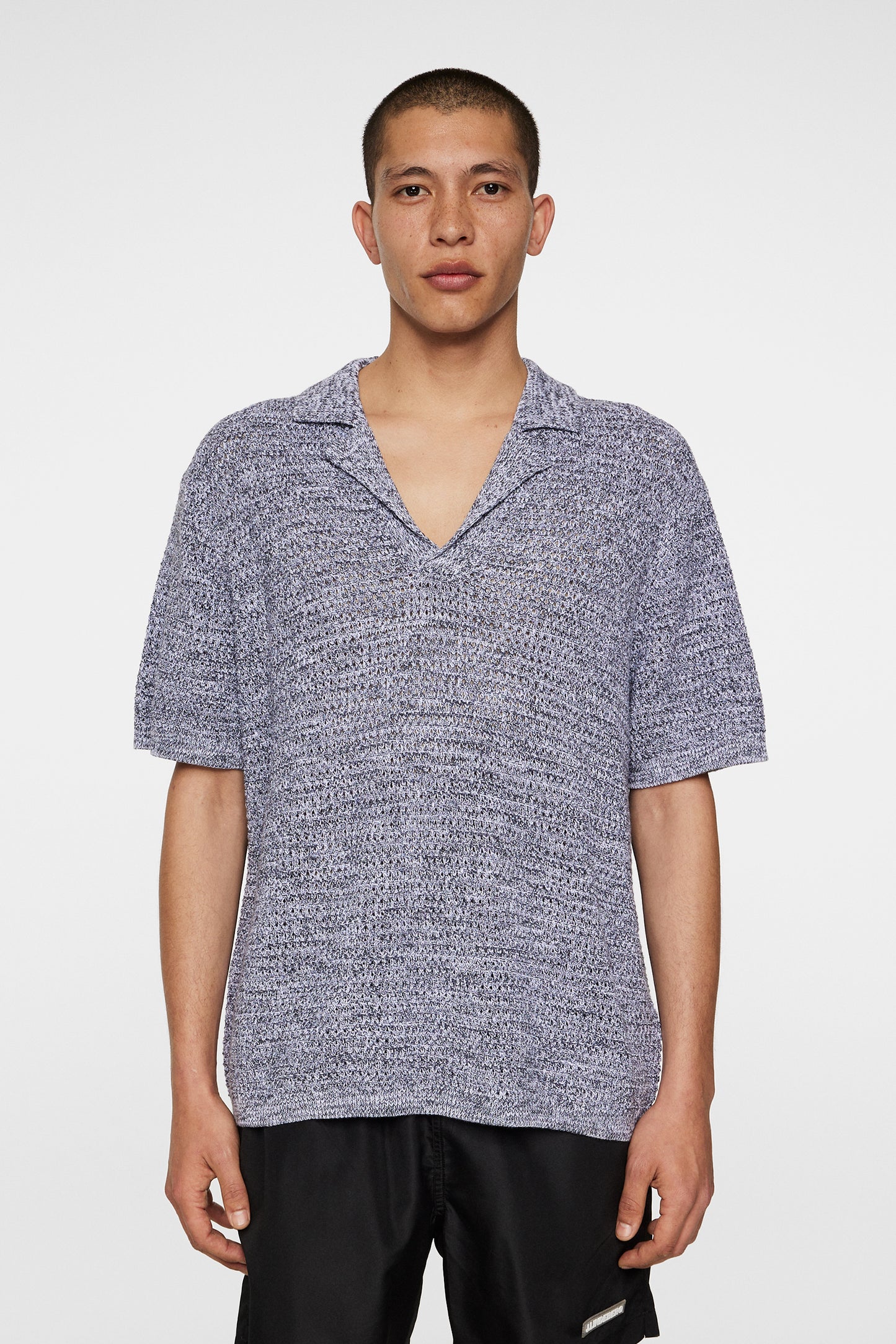 Ethan Open Collar Knit Polo in Ombre Blue by J.Lindeberg