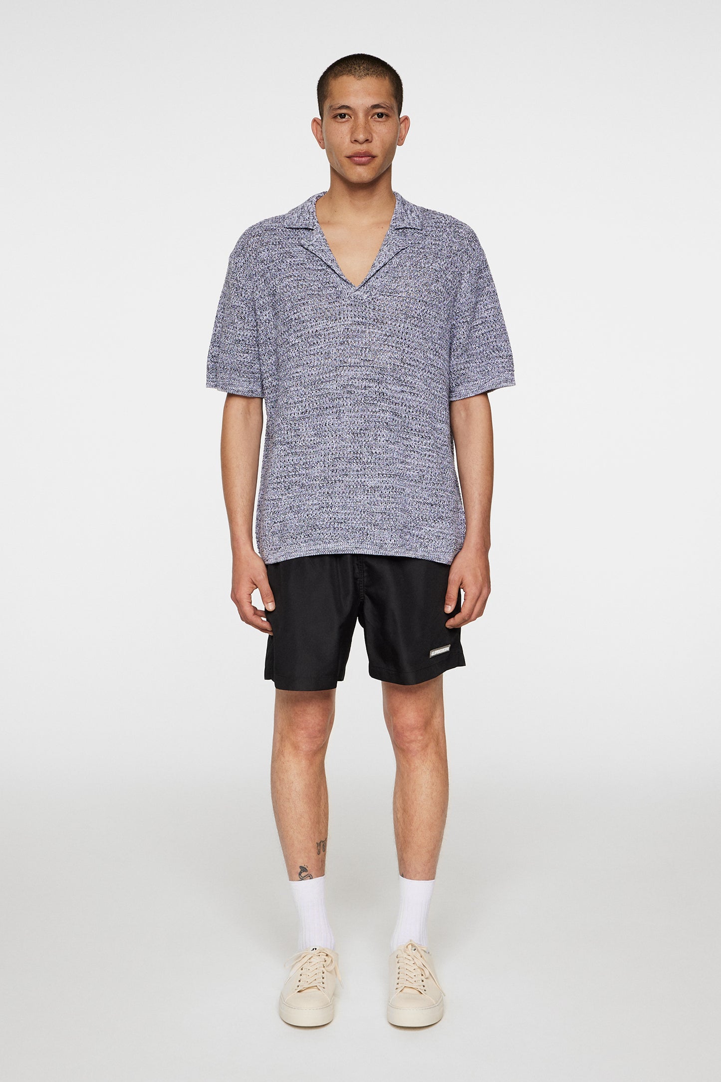 Ethan Open Collar Knit Polo in Ombre Blue by J.Lindeberg