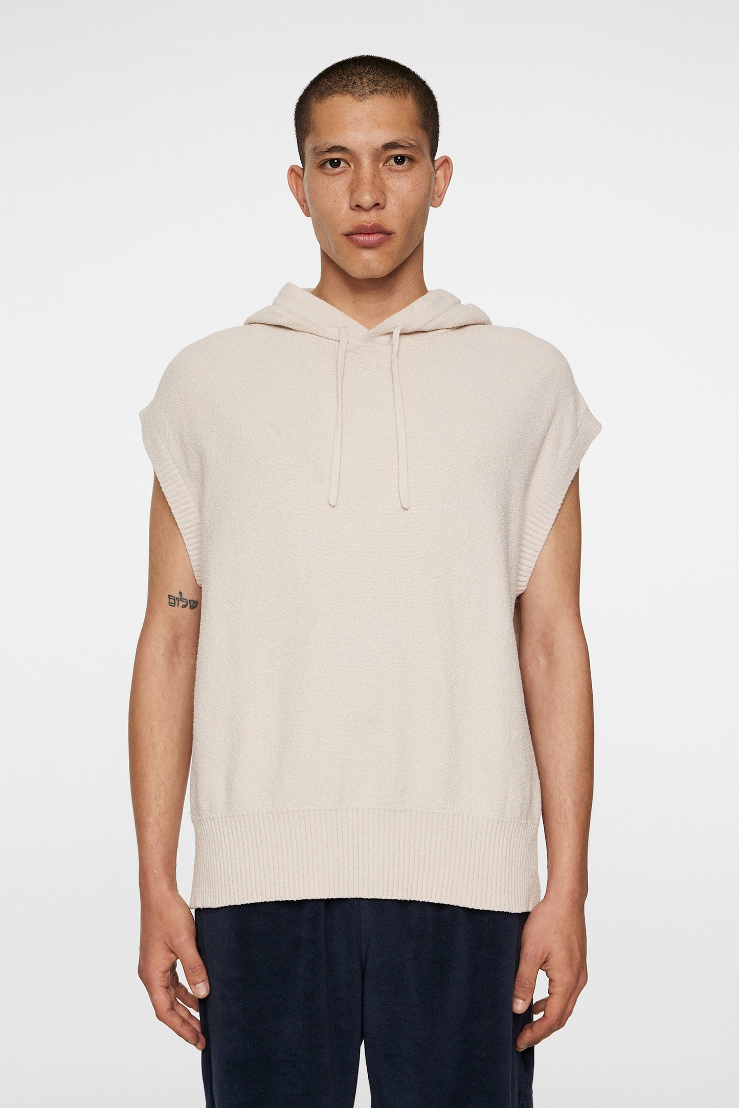 Finley Hooded Knit Vest in Moonbeam by J.Lindeberg